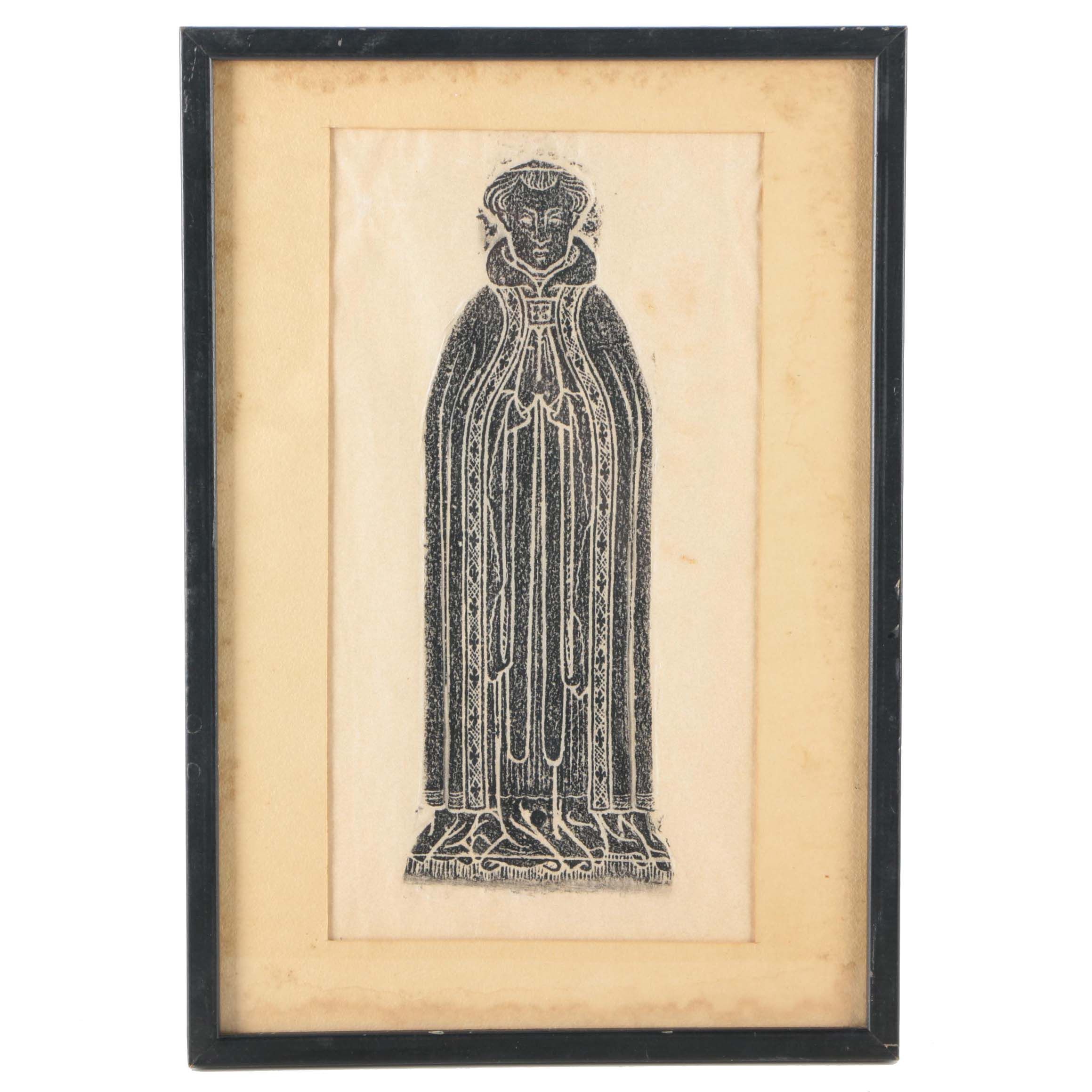 Framed Wax Rubbing on Paper