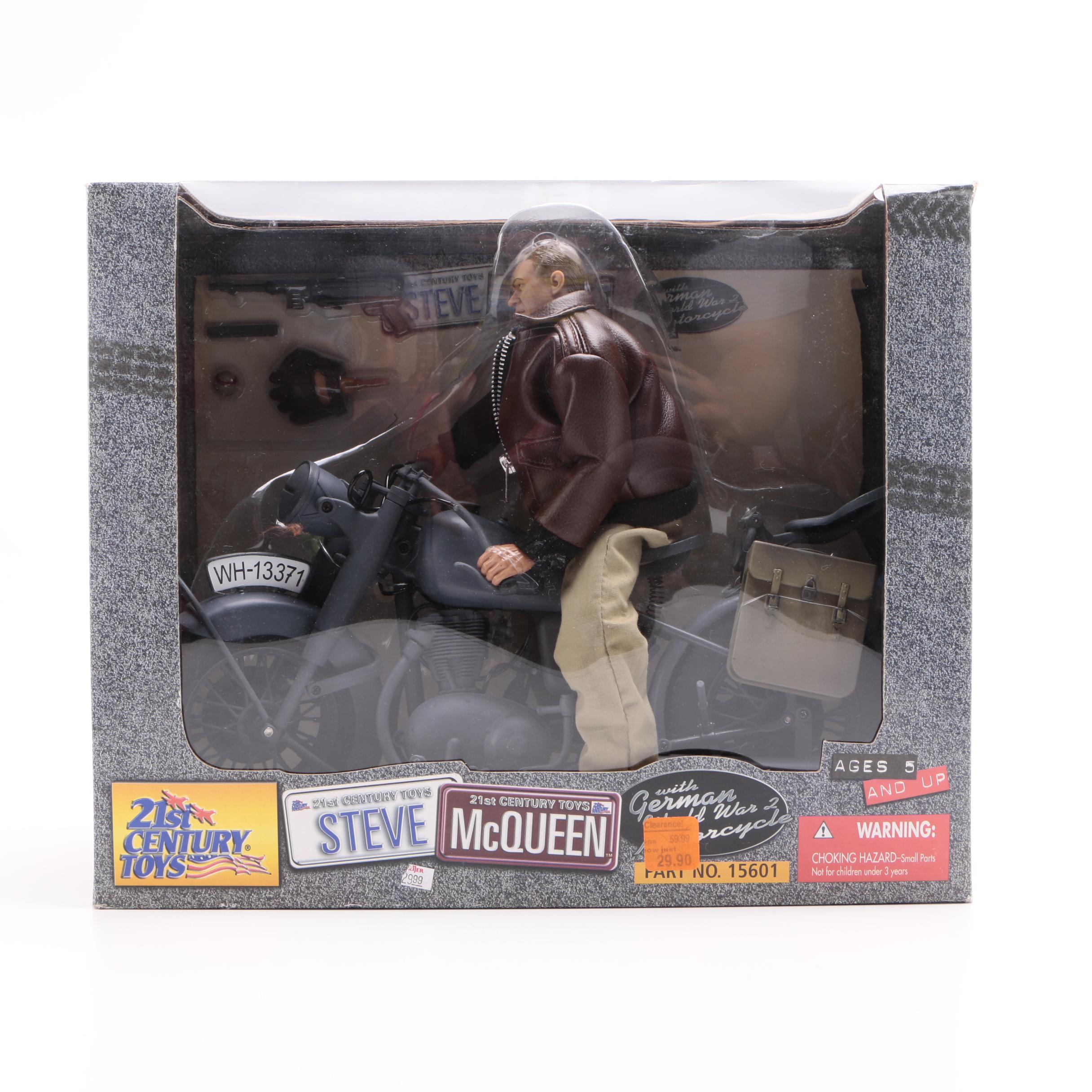 Steve McQueen Action Figure with Motorcycle by 21st Century Toys