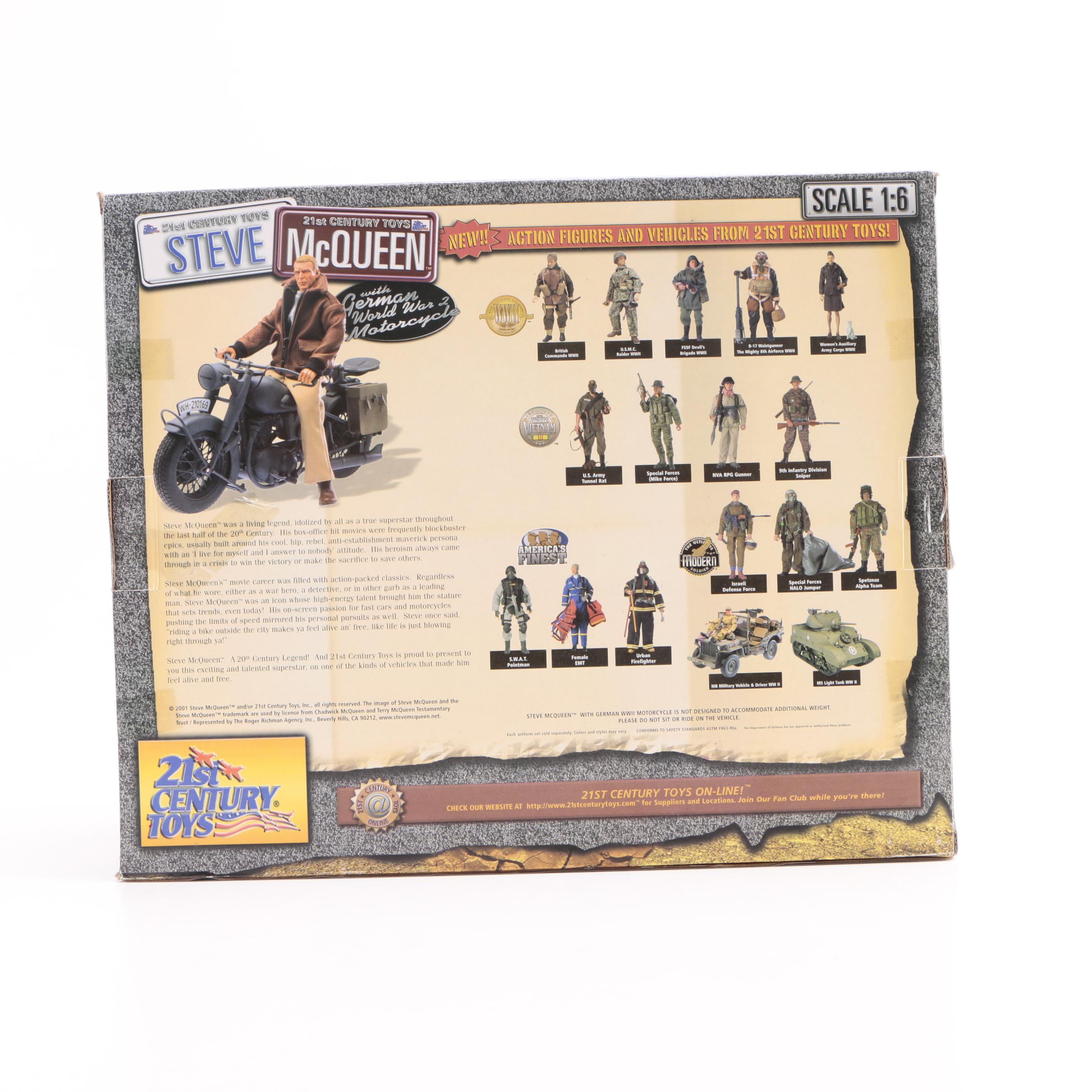 Steve McQueen Action Figure with Motorcycle by 21st Century Toys
