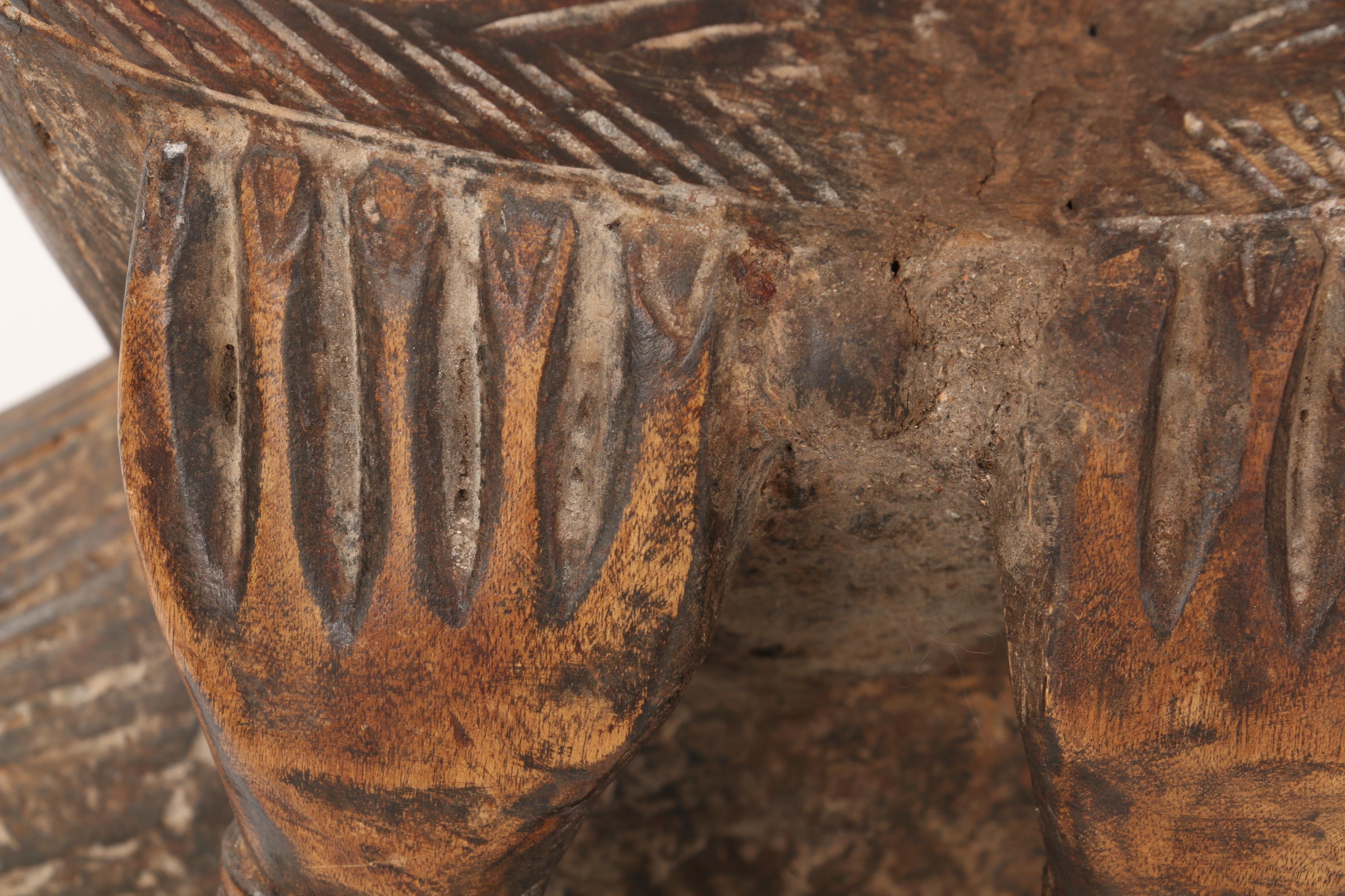 African Luba Tribe Carved Wood Drum