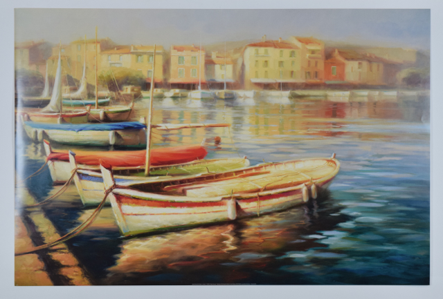 Offset Lithograph of "Harbor Morning" after Roberto Lombardi