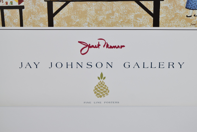 Offset Lithograph After Janet Munro of Folk Art Quilting Scene