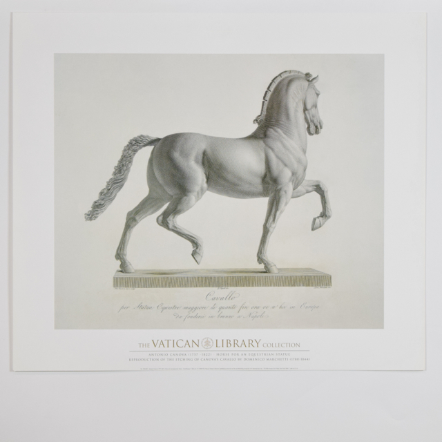 Offset Lithograph of the Etching by Domenico Marchetti of "Cavallo" by Antonio Canova