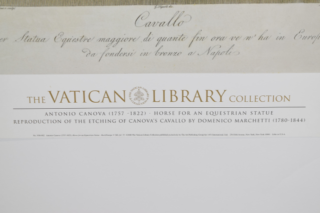Offset Lithograph of the Etching by Domenico Marchetti of "Cavallo" by Antonio Canova