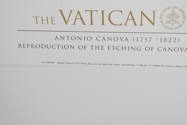 Offset Lithograph of the Etching by Domenico Marchetti of "Cavallo" by Antonio Canova