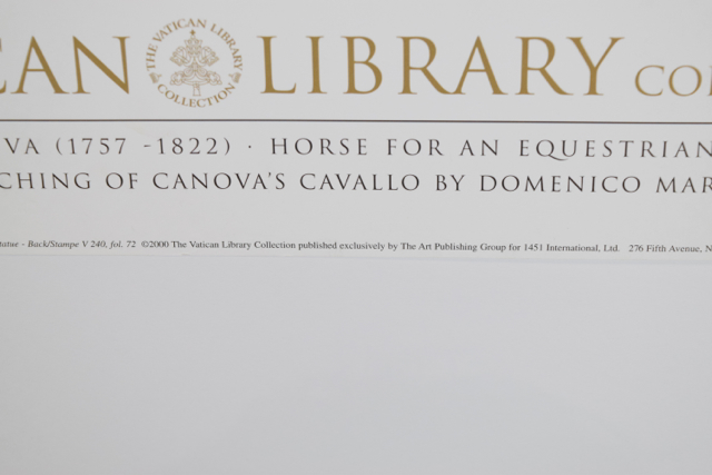 Offset Lithograph of the Etching by Domenico Marchetti of "Cavallo" by Antonio Canova