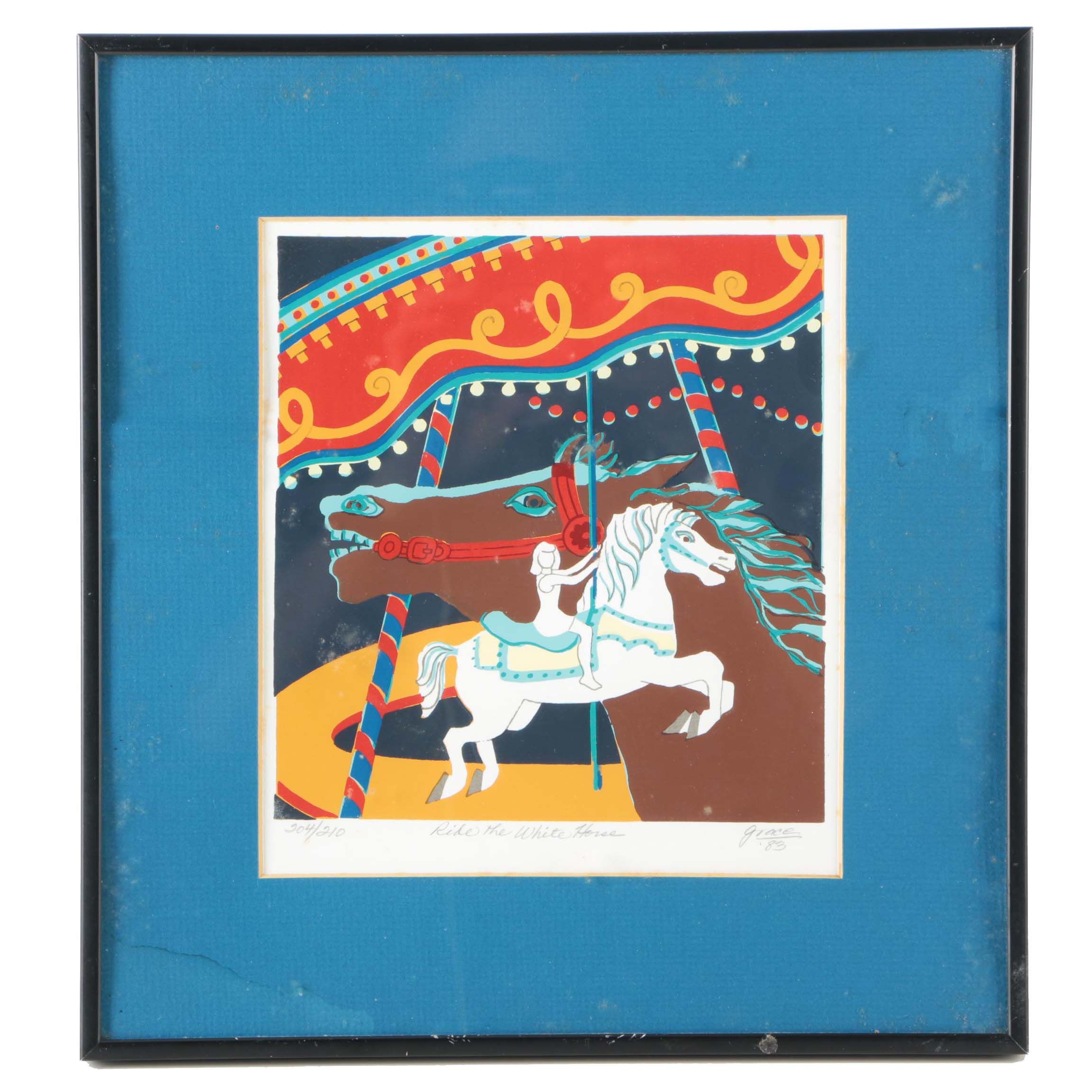 Signed Limited Edition Serigraph Print "Ride The White Horse"