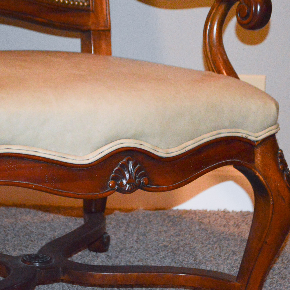 Vintage Queen Anne Style Upholstered Fauteuil