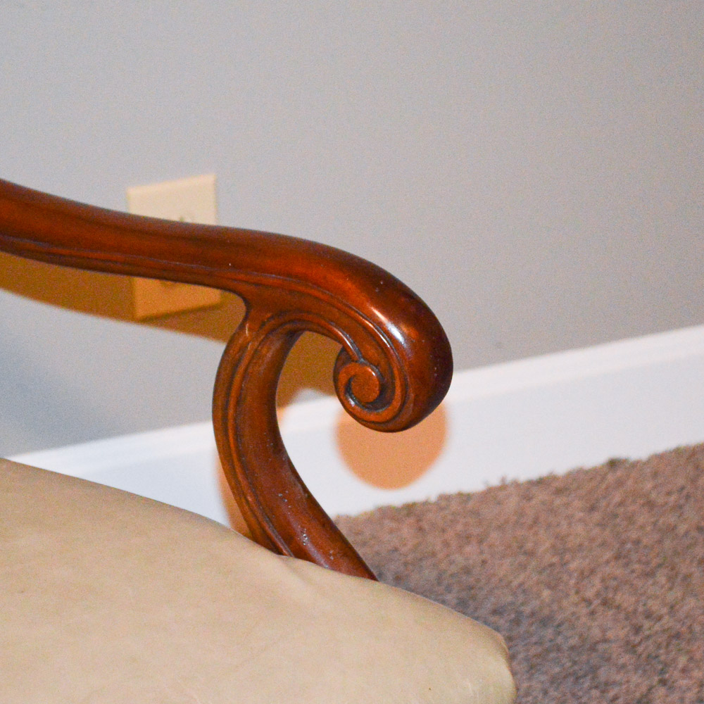 Vintage Queen Anne Style Upholstered Fauteuil