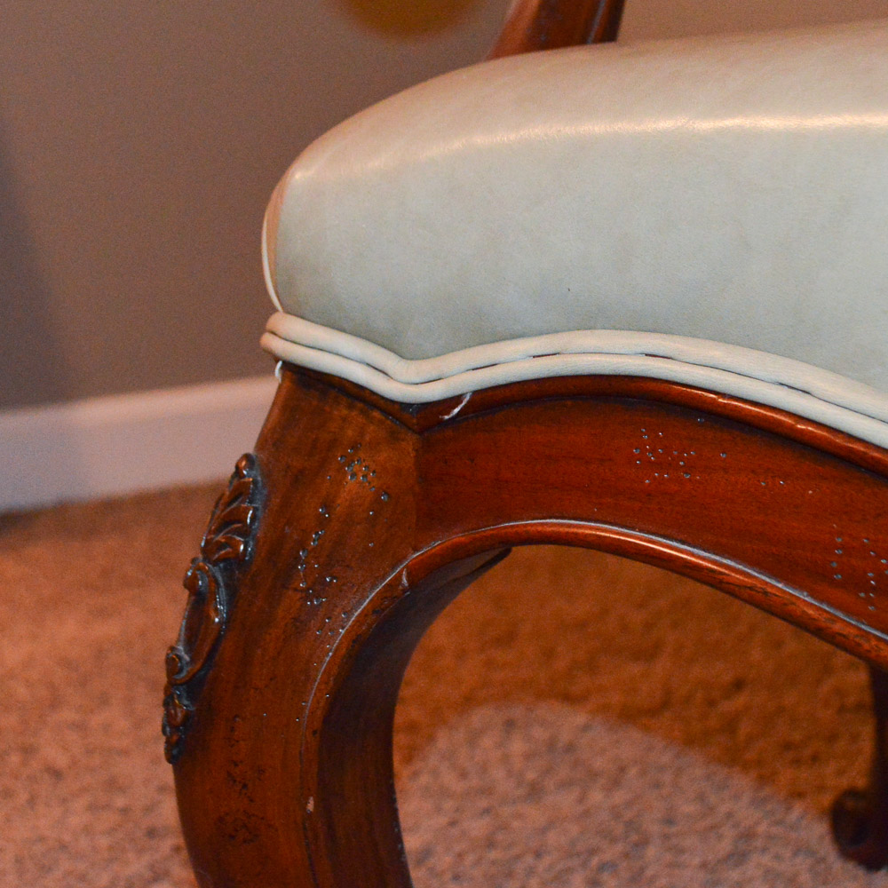 Vintage Queen Anne Style Upholstered Fauteuil