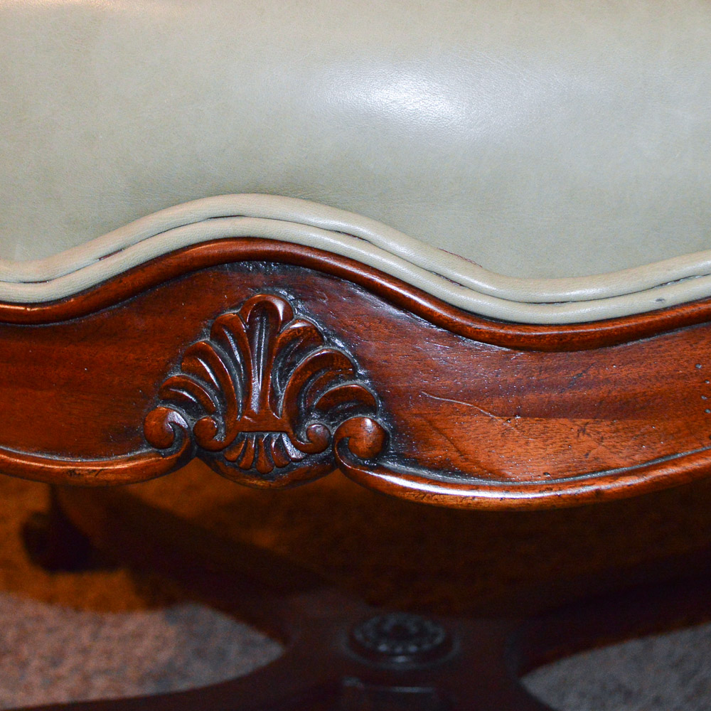 Vintage Queen Anne Style Upholstered Fauteuil