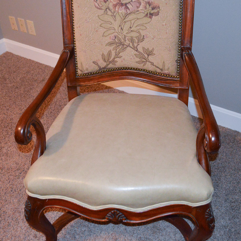 Vintage Queen Anne Style Upholstered Fauteuil