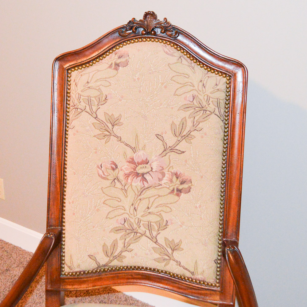 Vintage Queen Anne Style Upholstered Fauteuil