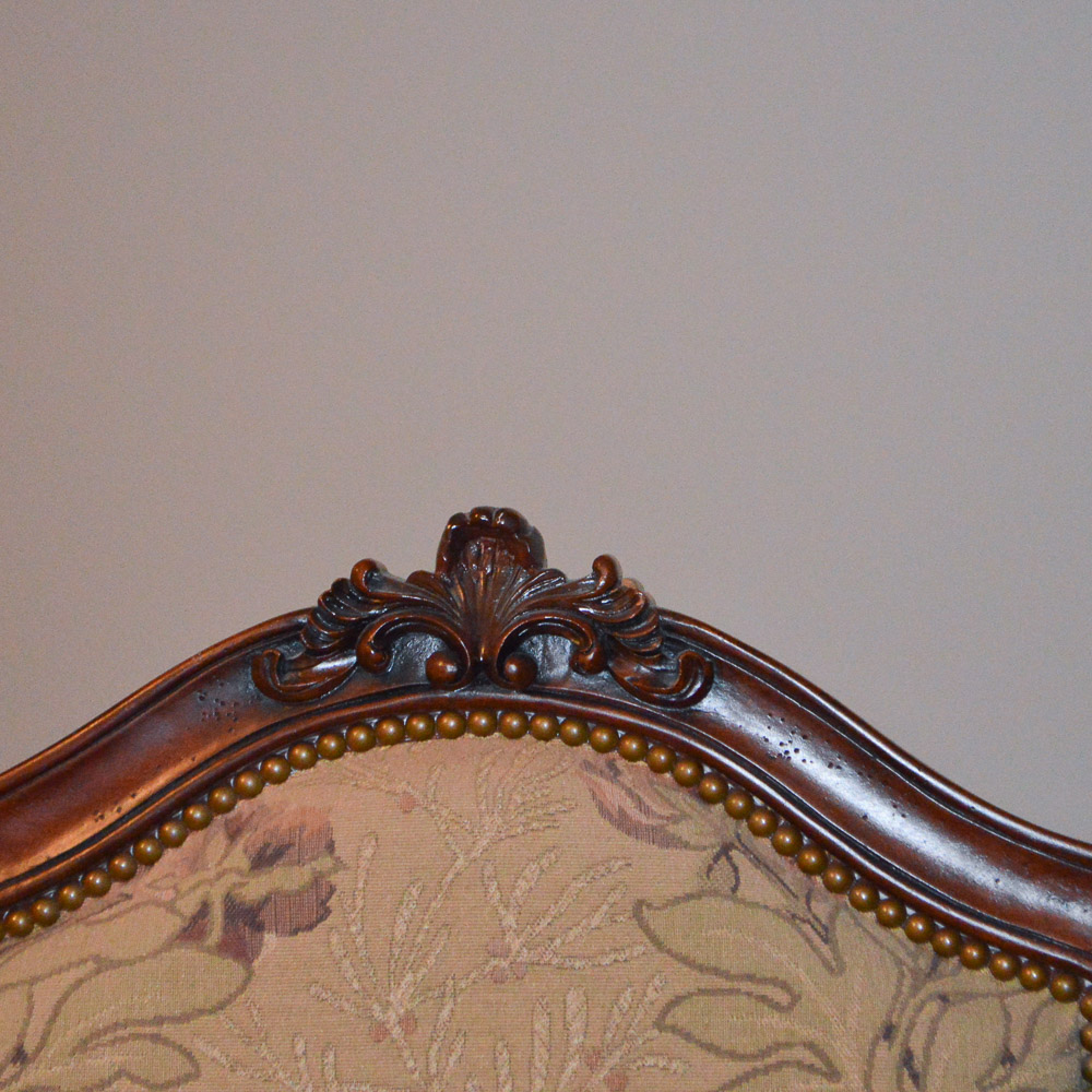 Vintage Queen Anne Style Upholstered Fauteuil