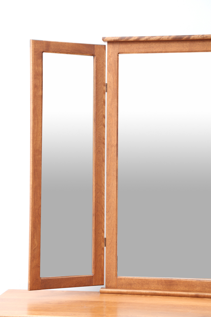 Arts and Crafts Style Oak Dresser With Tri-Fold Mirror