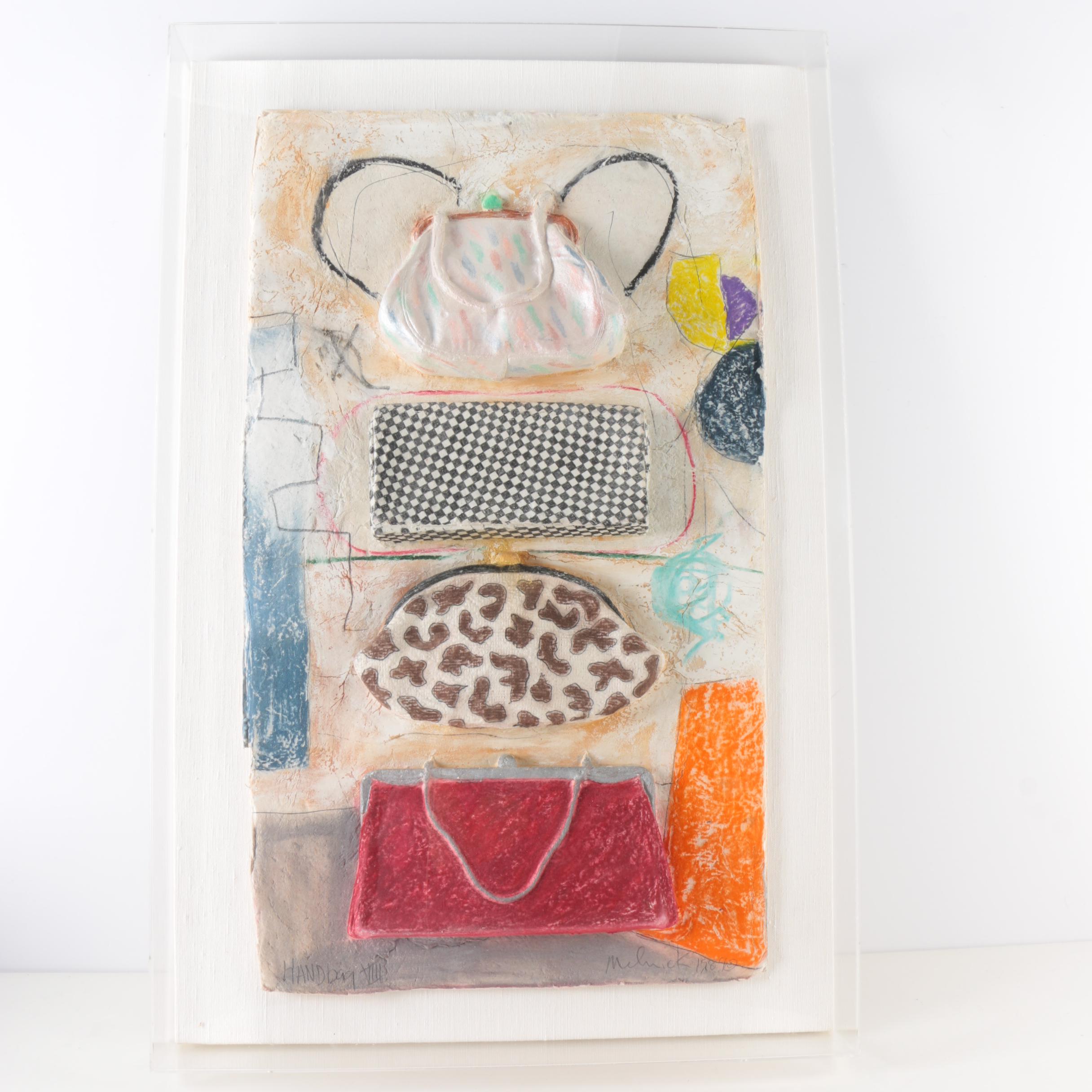 Paper Mache Art by Melnick titled "Handbag VIII"