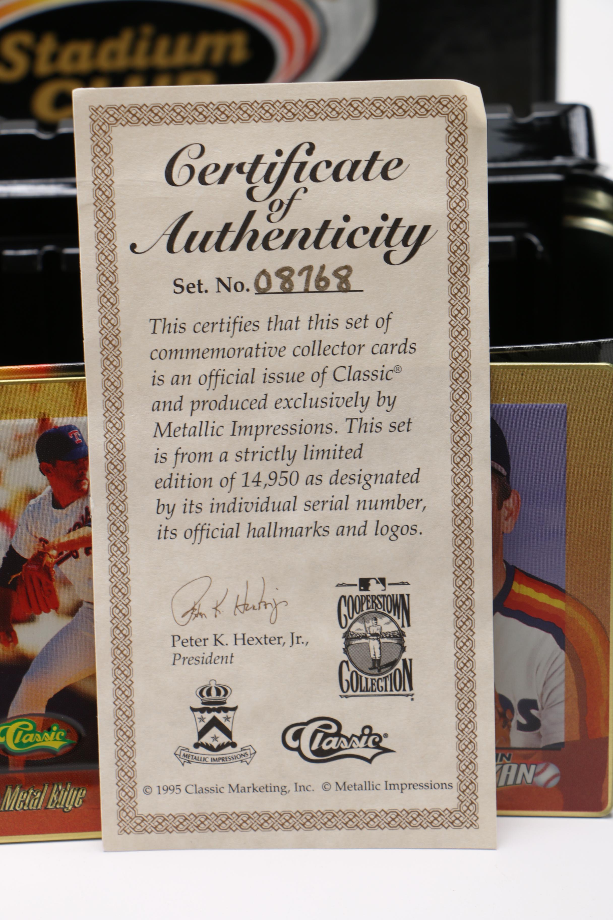 1995 Nolan Ryan Embossed Metal Collector Cards