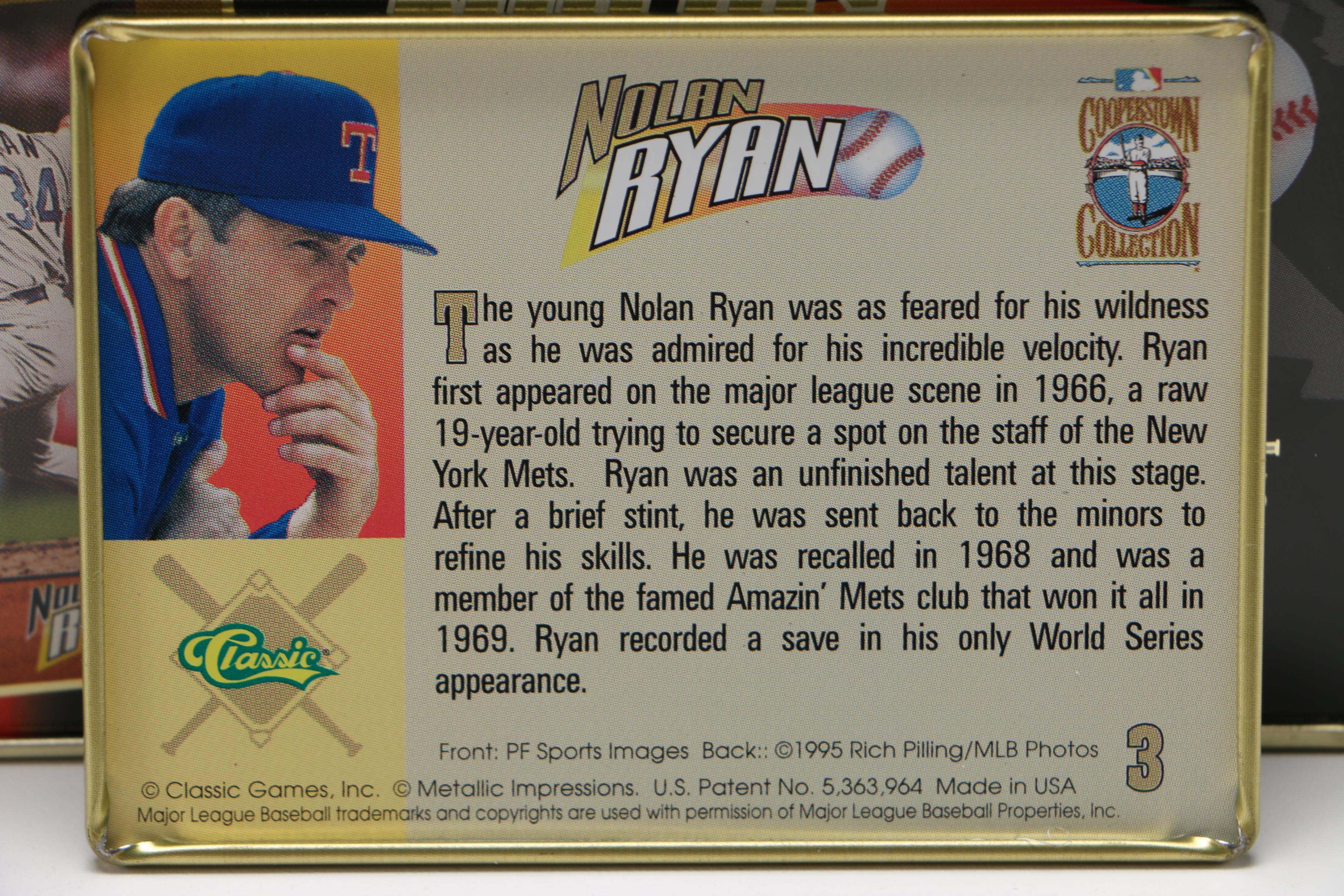 1995 Nolan Ryan Embossed Metal Collector Cards