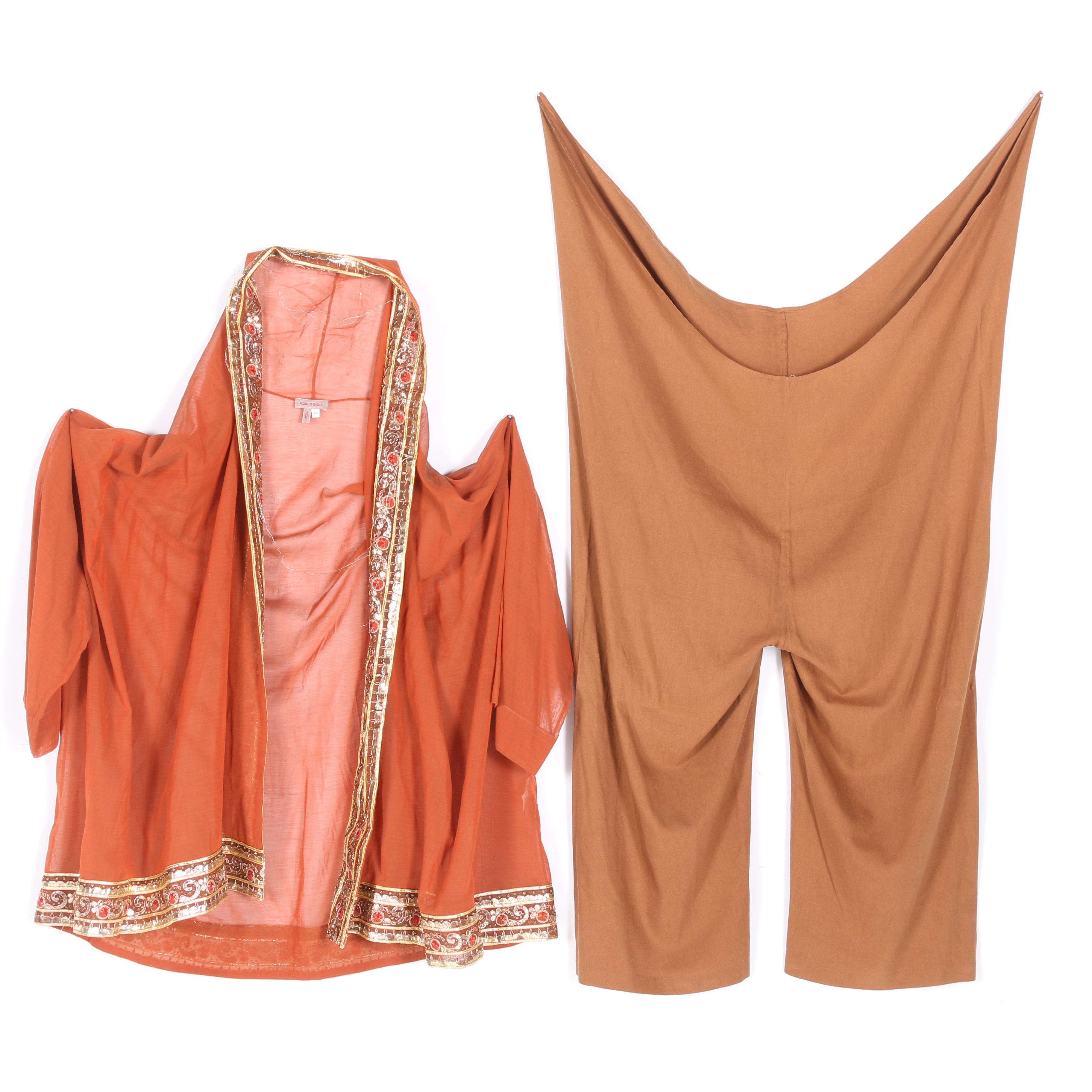 Gold Tone Trim Shirt With Pants by Romeo Gigli