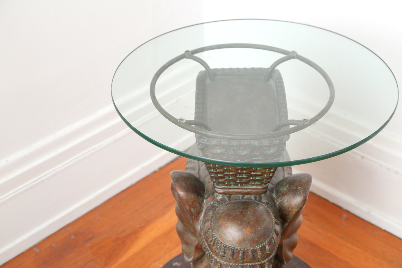 Elephant Side Table With Glass Top