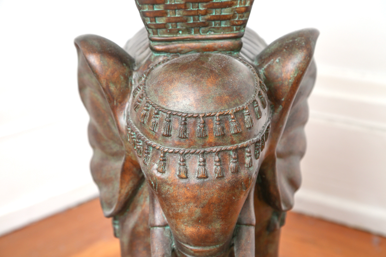 Elephant Side Table With Glass Top