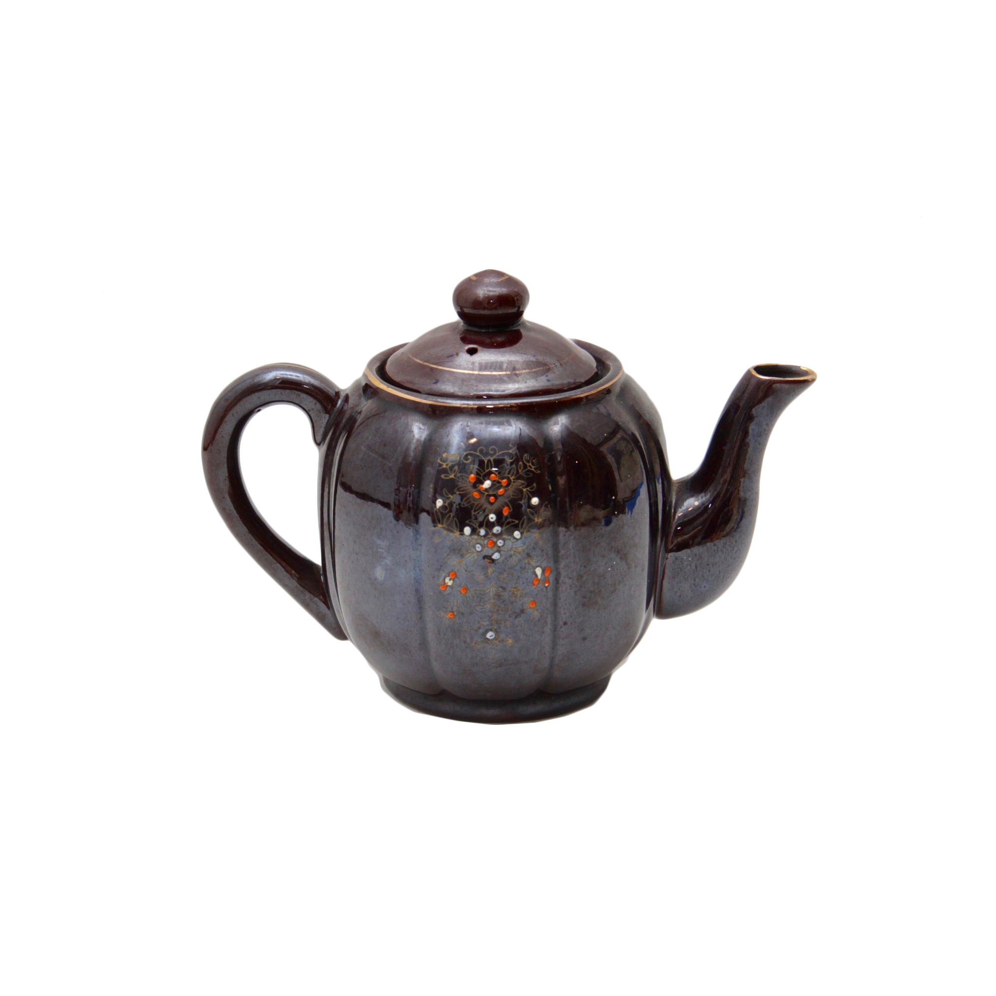 Brown Betty Style Moriage Japanese Teapot