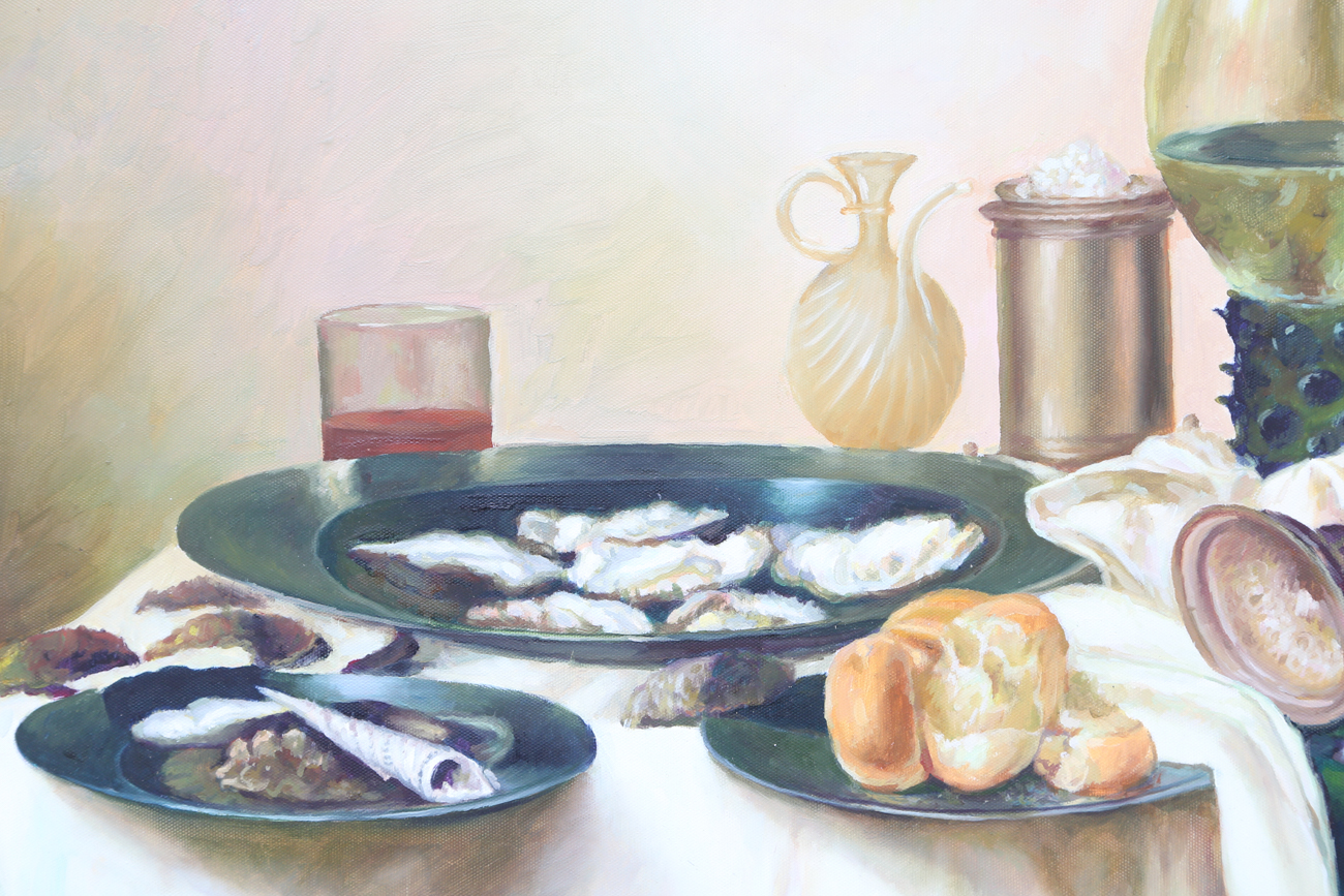 Oil On Canvas Featuring A Still Life