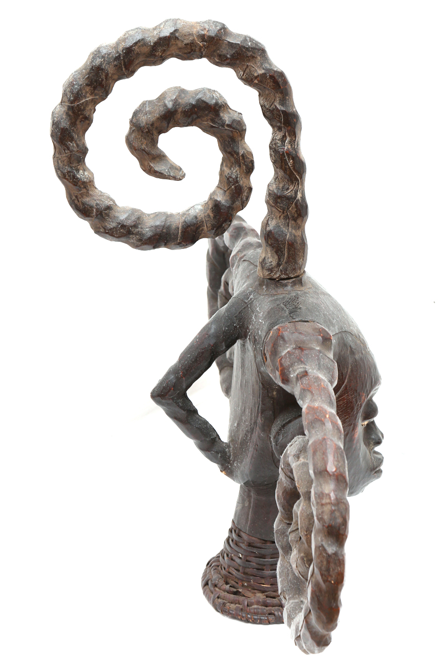 Hand Carved Wooden Female Bust