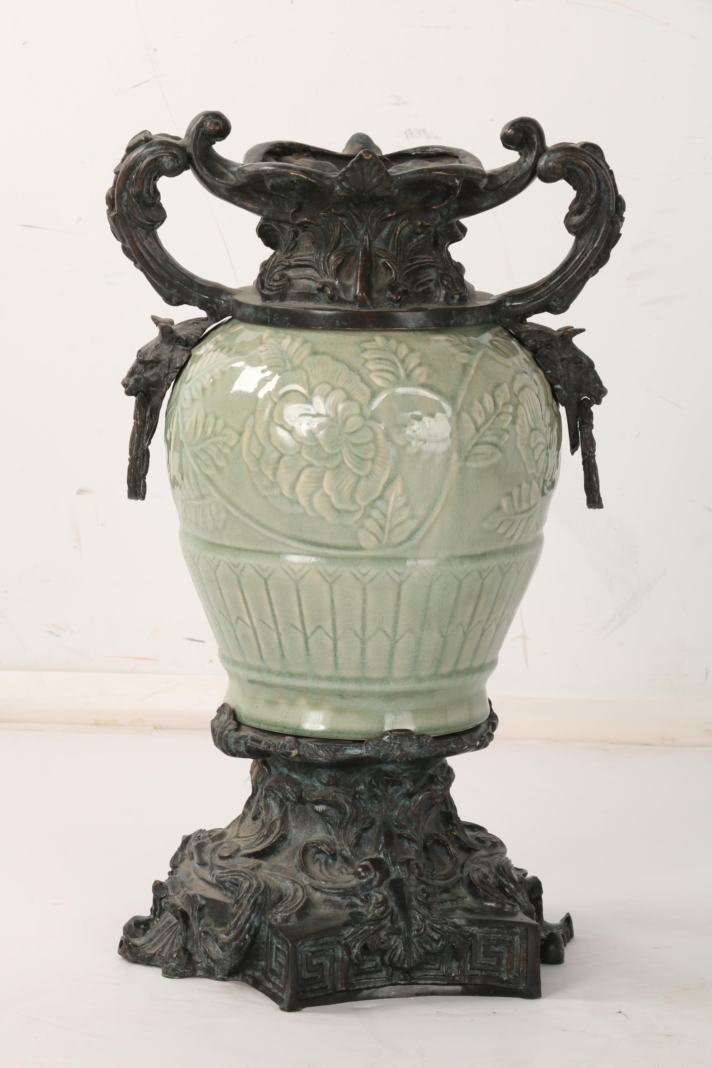 Brass and Ceramic Urn