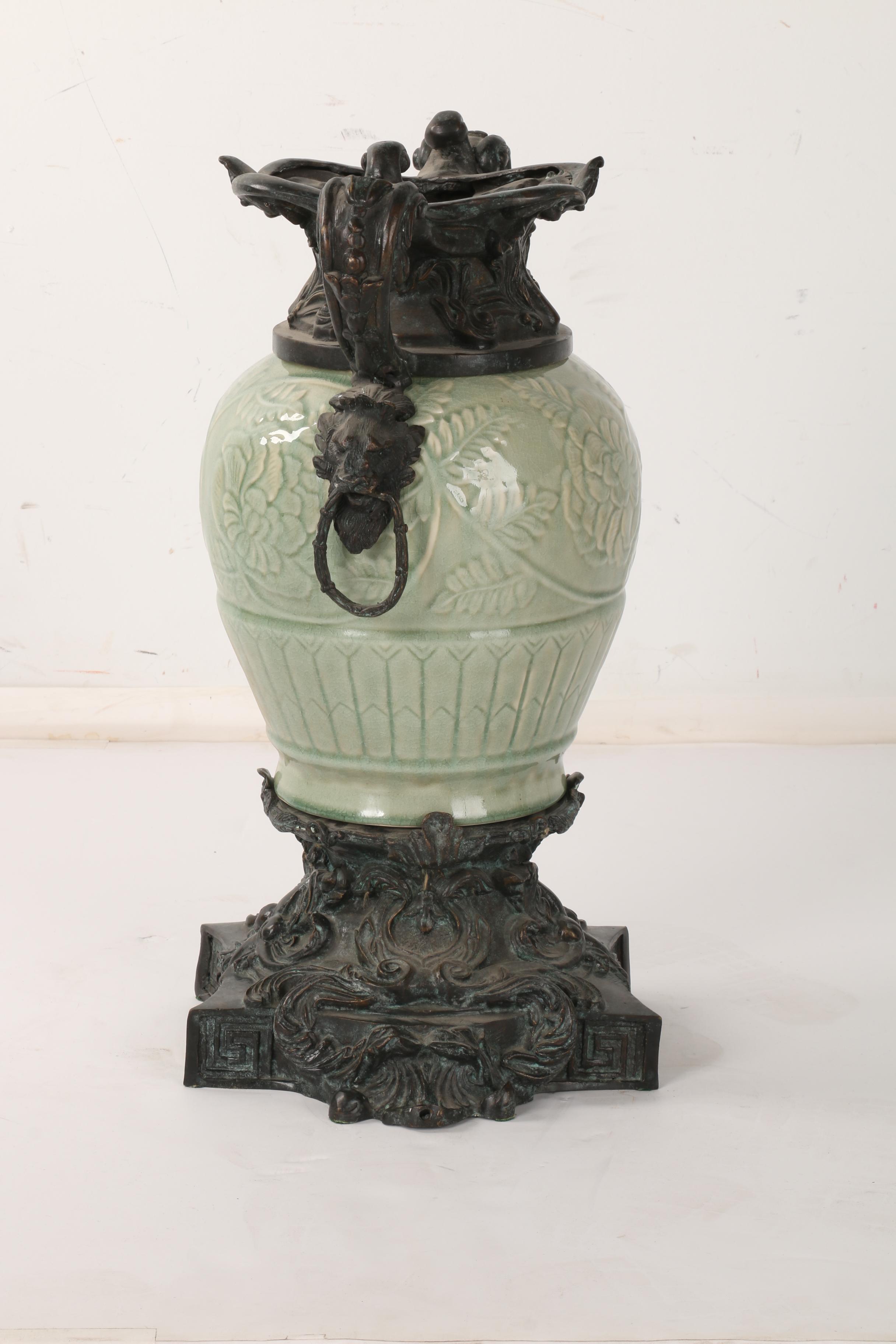 Brass and Ceramic Urn