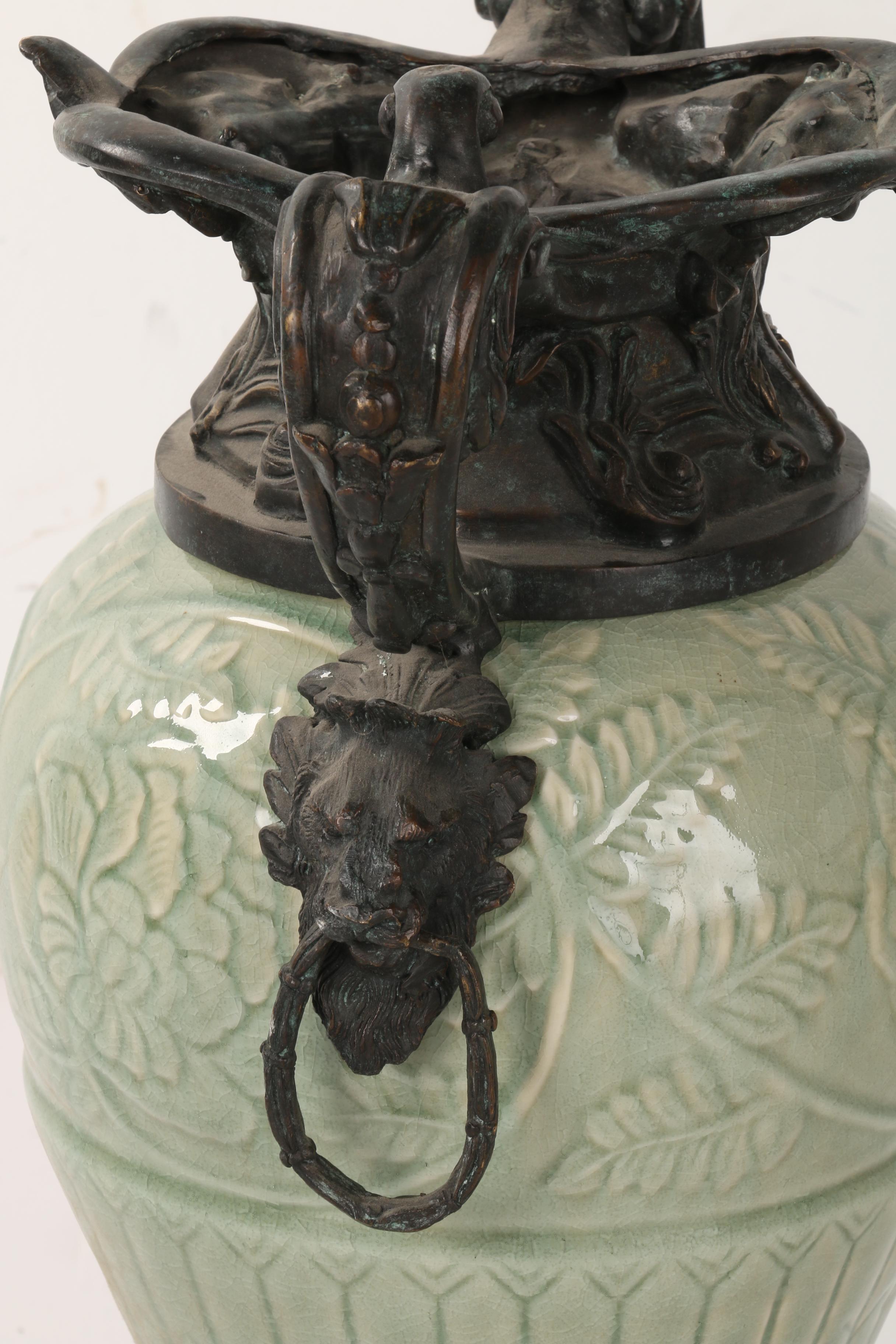 Brass and Ceramic Urn