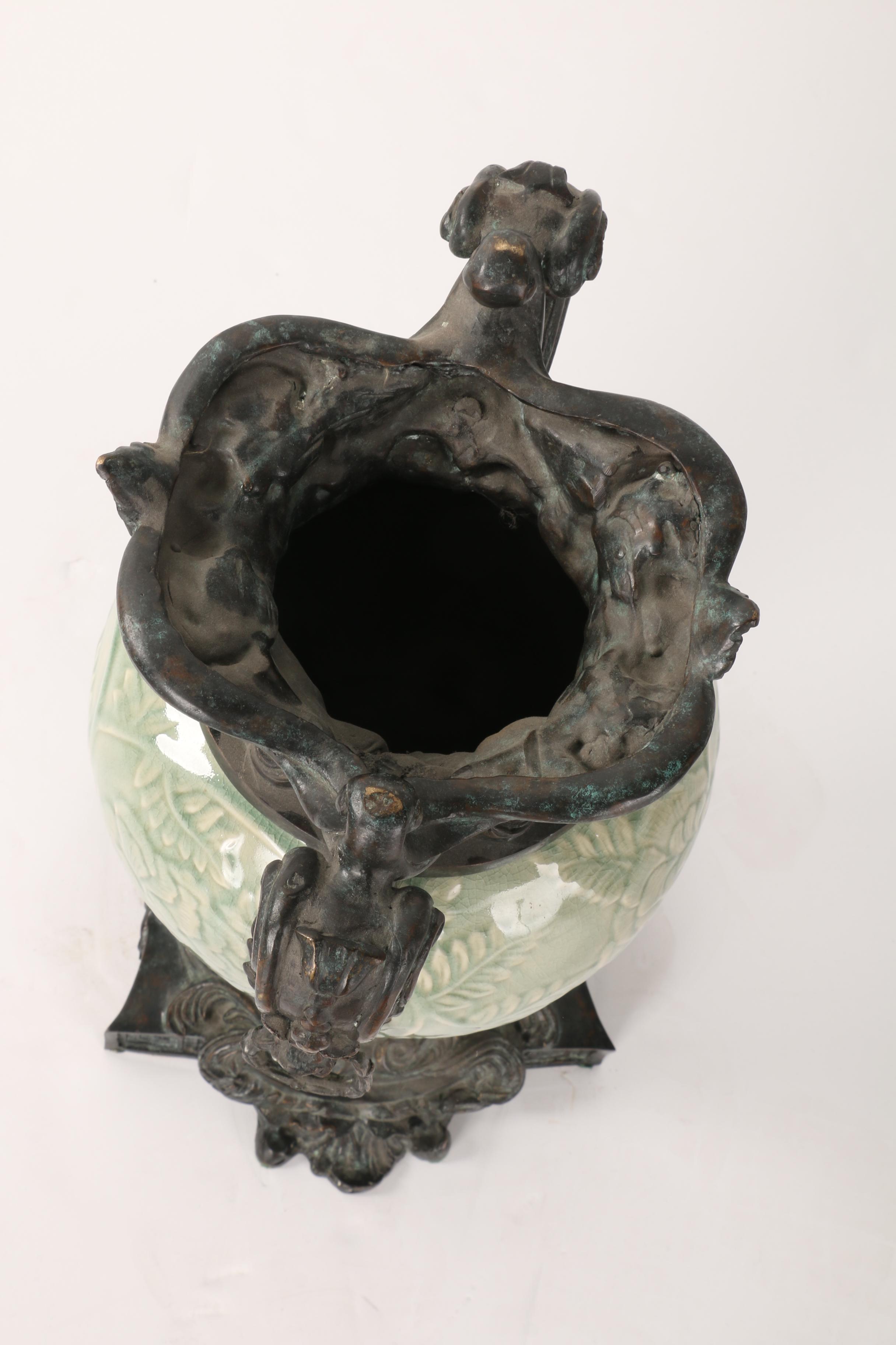 Brass and Ceramic Urn