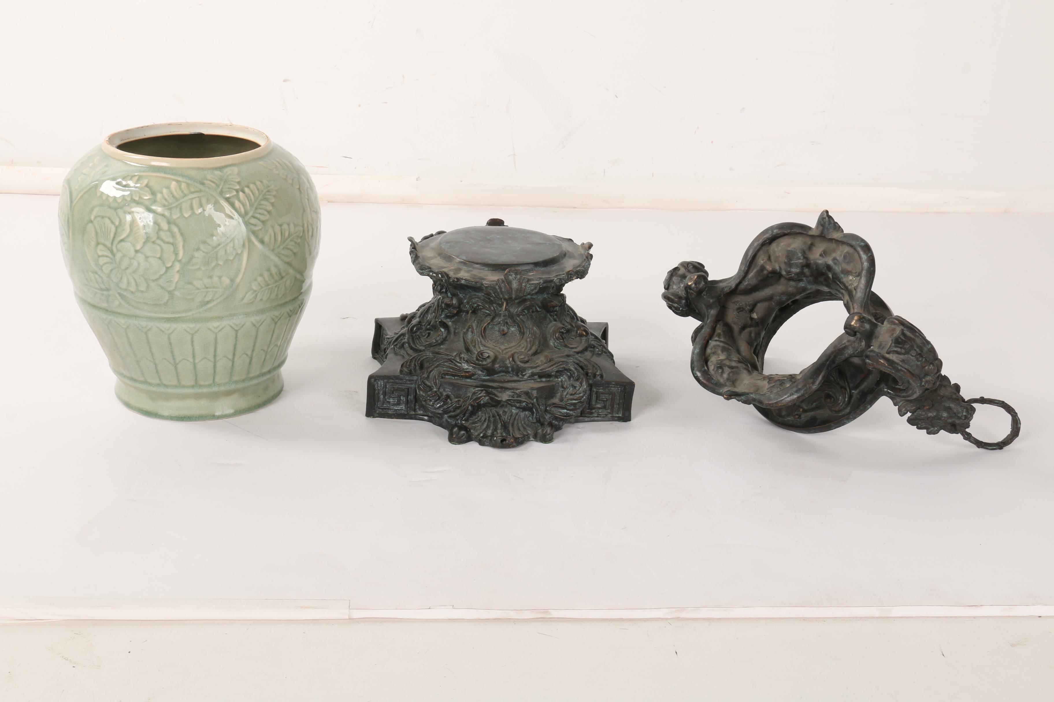 Brass and Ceramic Urn