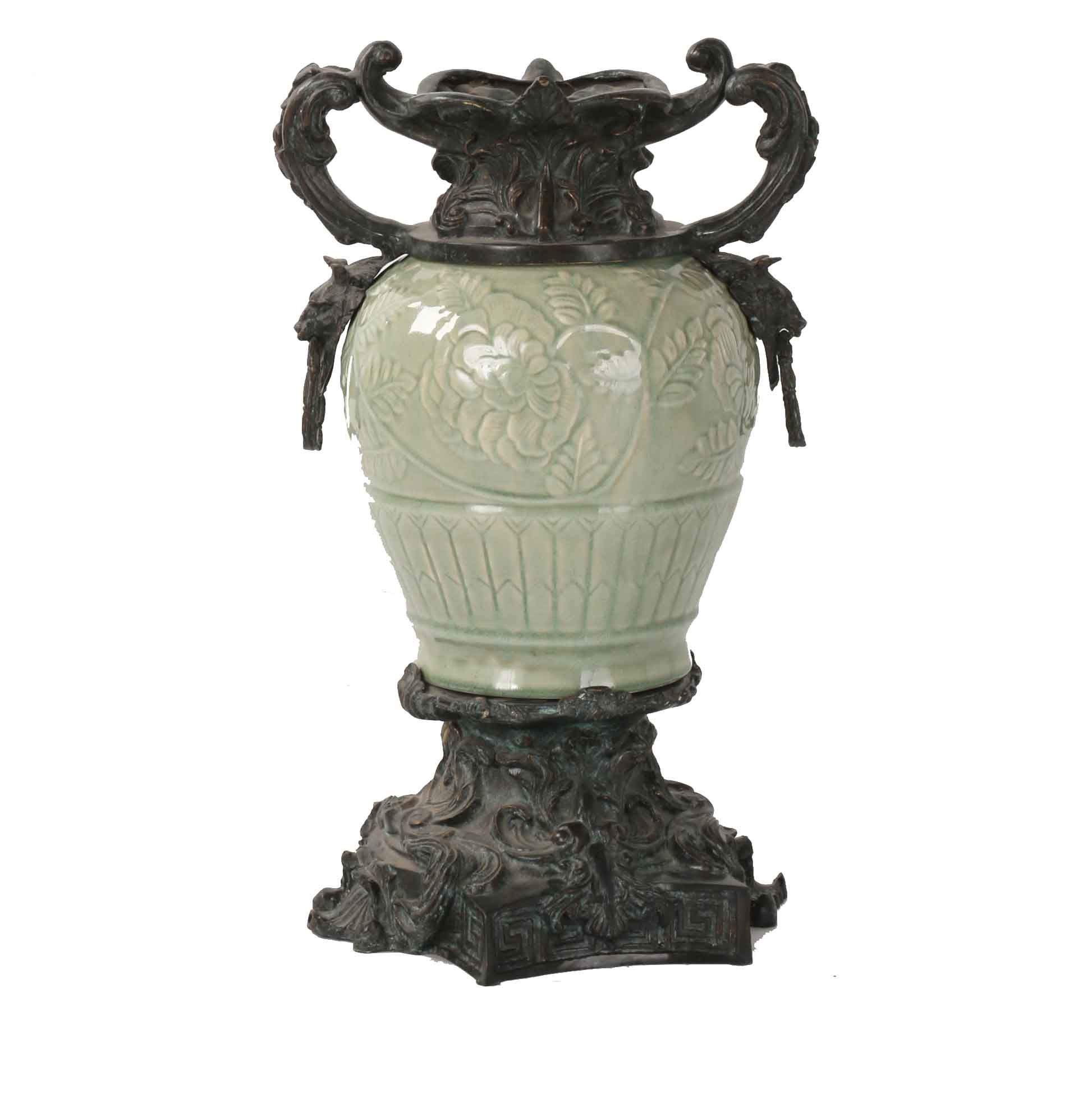 Brass and Ceramic Urn