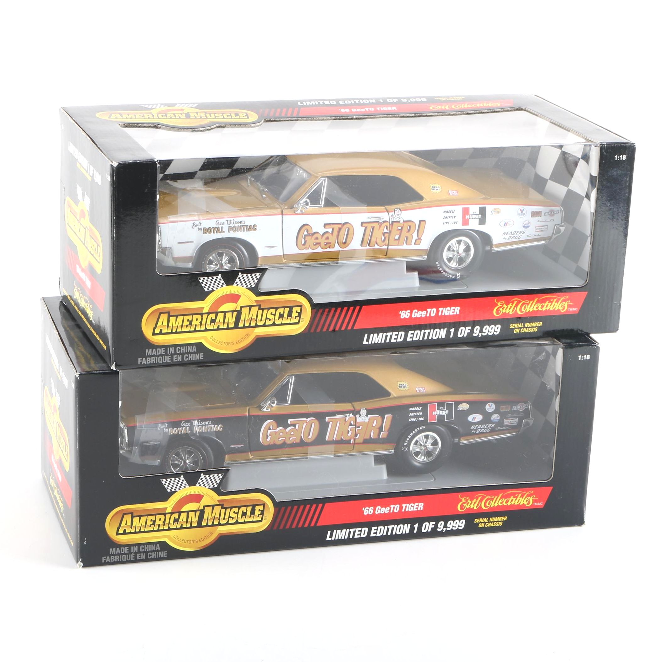 Pair of Limited Edition 1:18 Scale Die Cast "'66 GeeTO Tiger" Cars