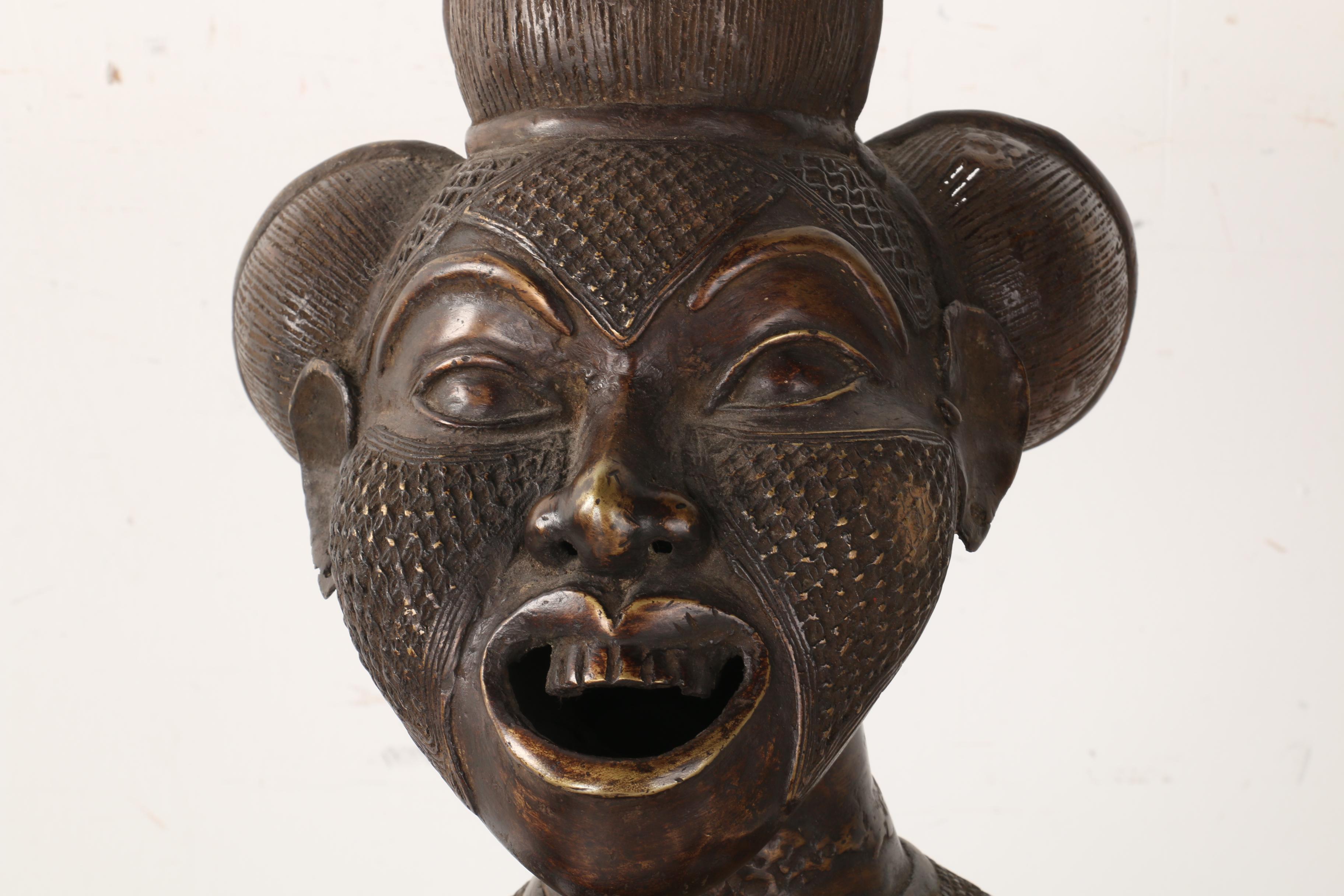 Bronze West African Fertility Figure with Twins