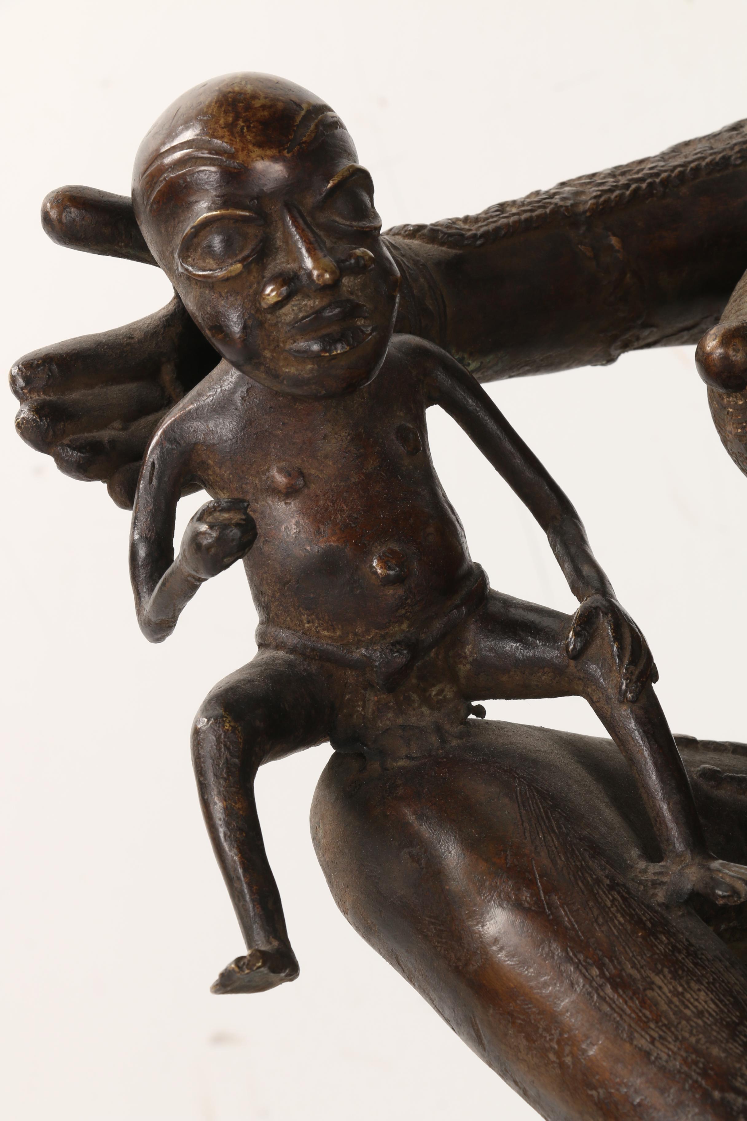 Bronze West African Fertility Figure with Twins
