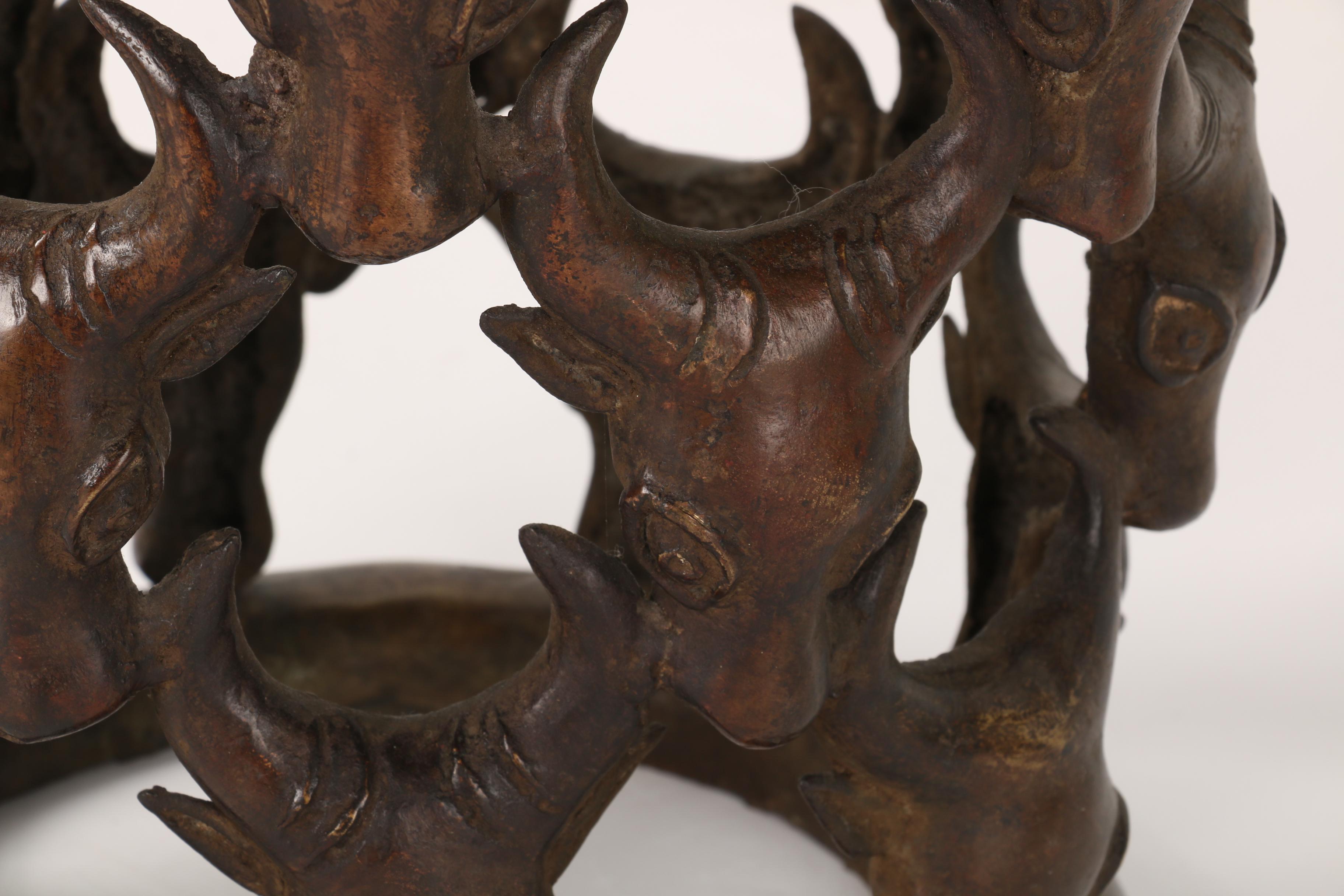 Bronze West African Fertility Figure with Twins