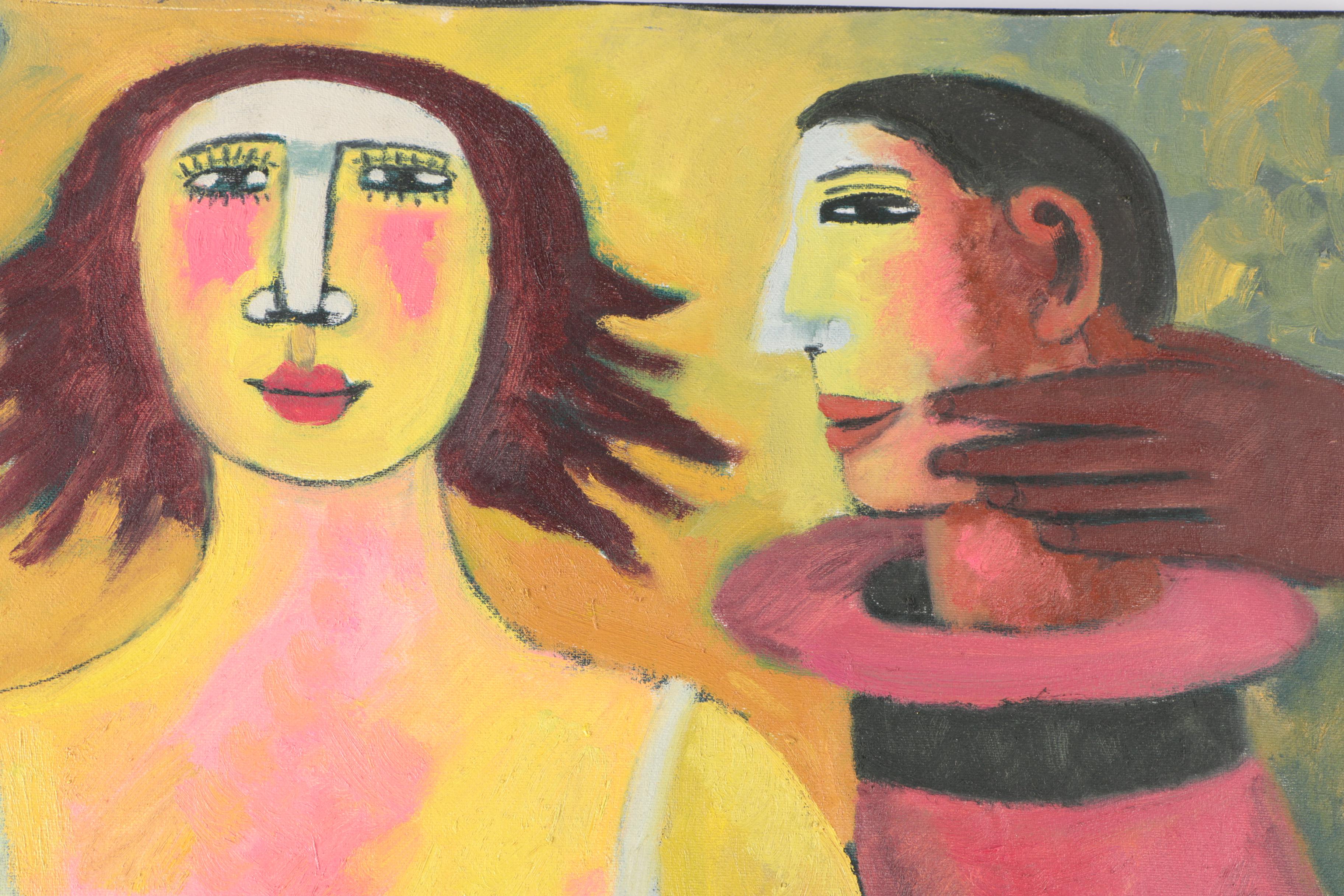 Victor Uhthoff Diptych Oil Paintings on Canvas of Magician Scene