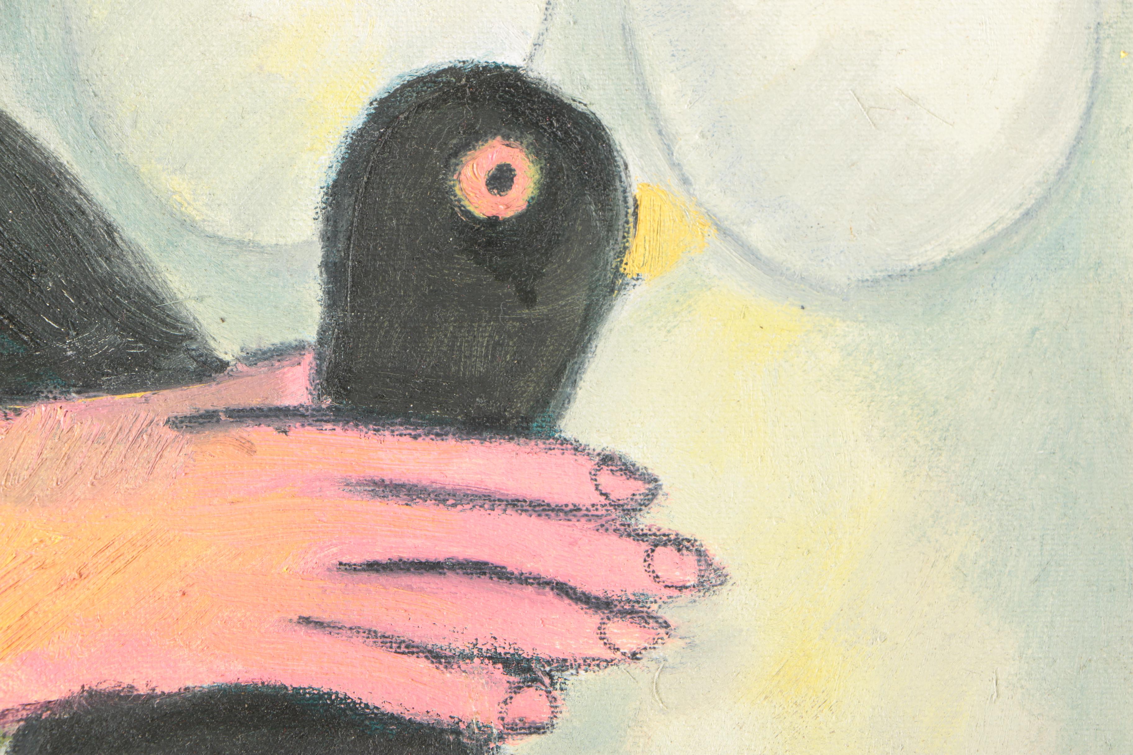 Victor Uhthoff Diptych Oil Paintings on Canvas of Magician Scene