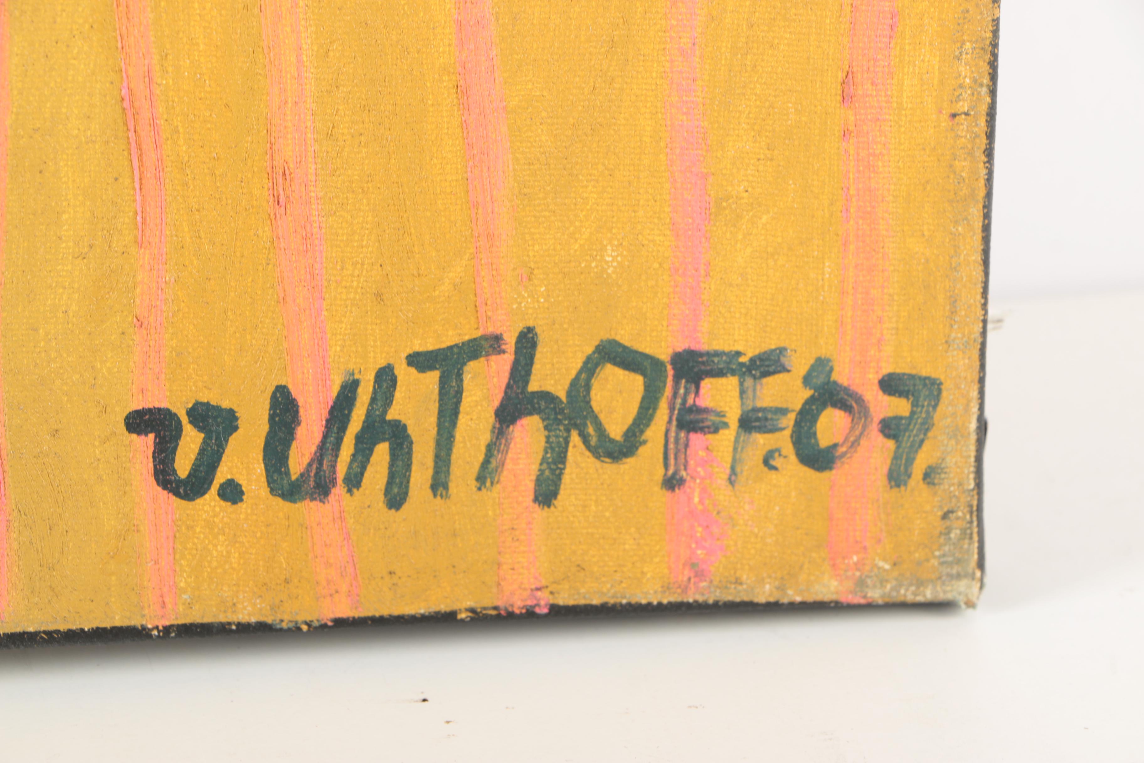 Victor Uhthoff Diptych Oil Paintings on Canvas of Magician Scene