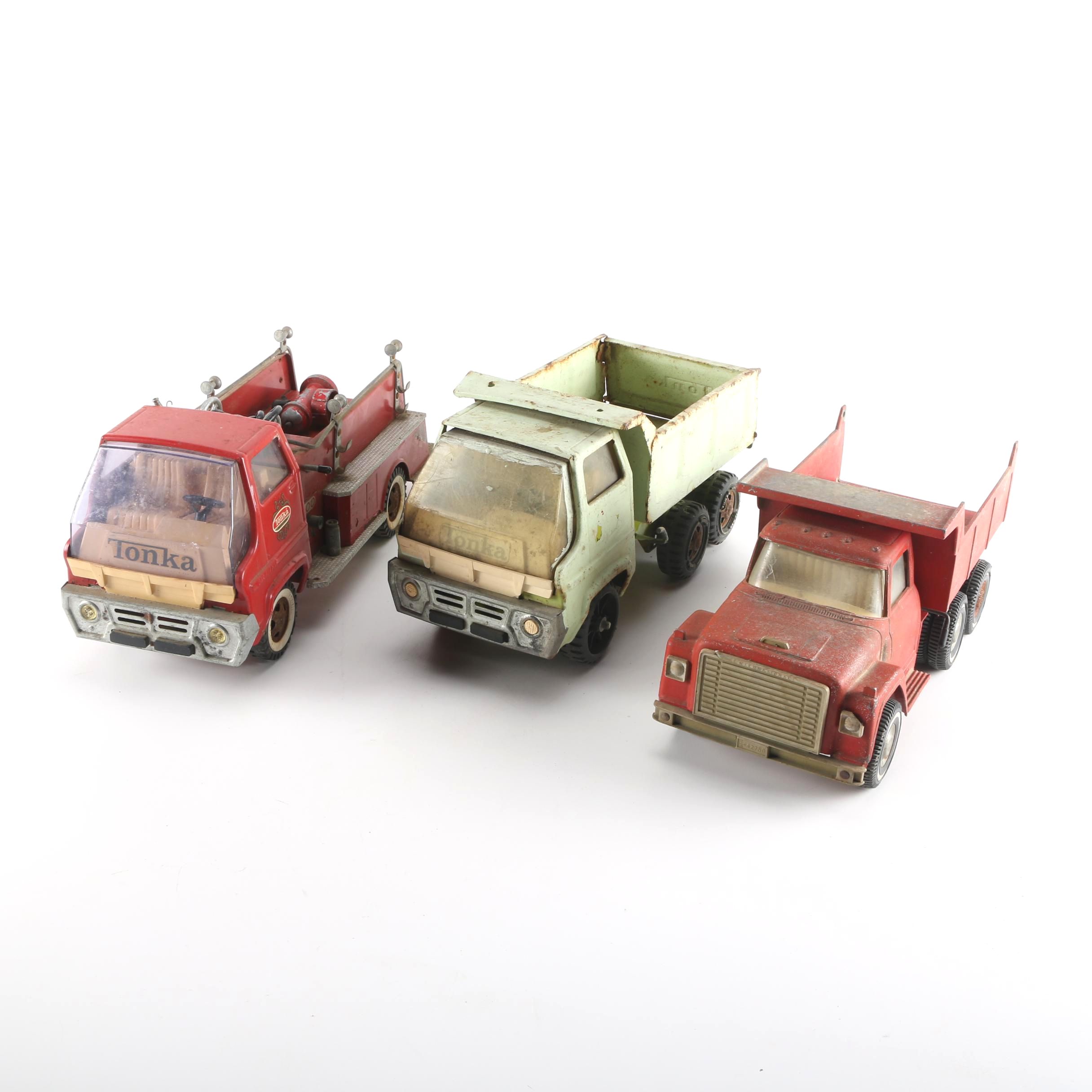 Ertle Metal Dump Trucks and Tonka Metal Fire Truck
