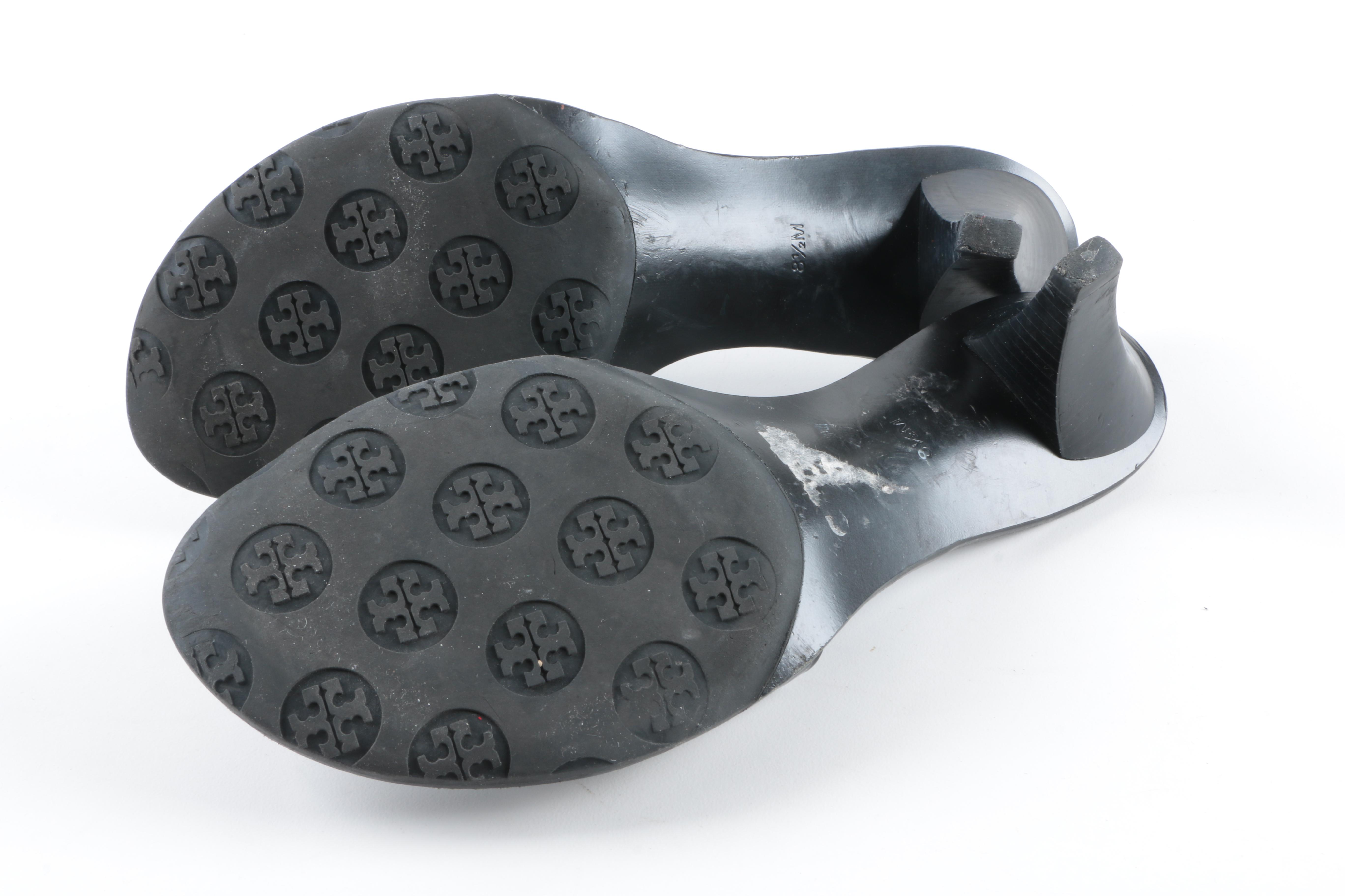 Tory Burch Black Patent Leather Mules