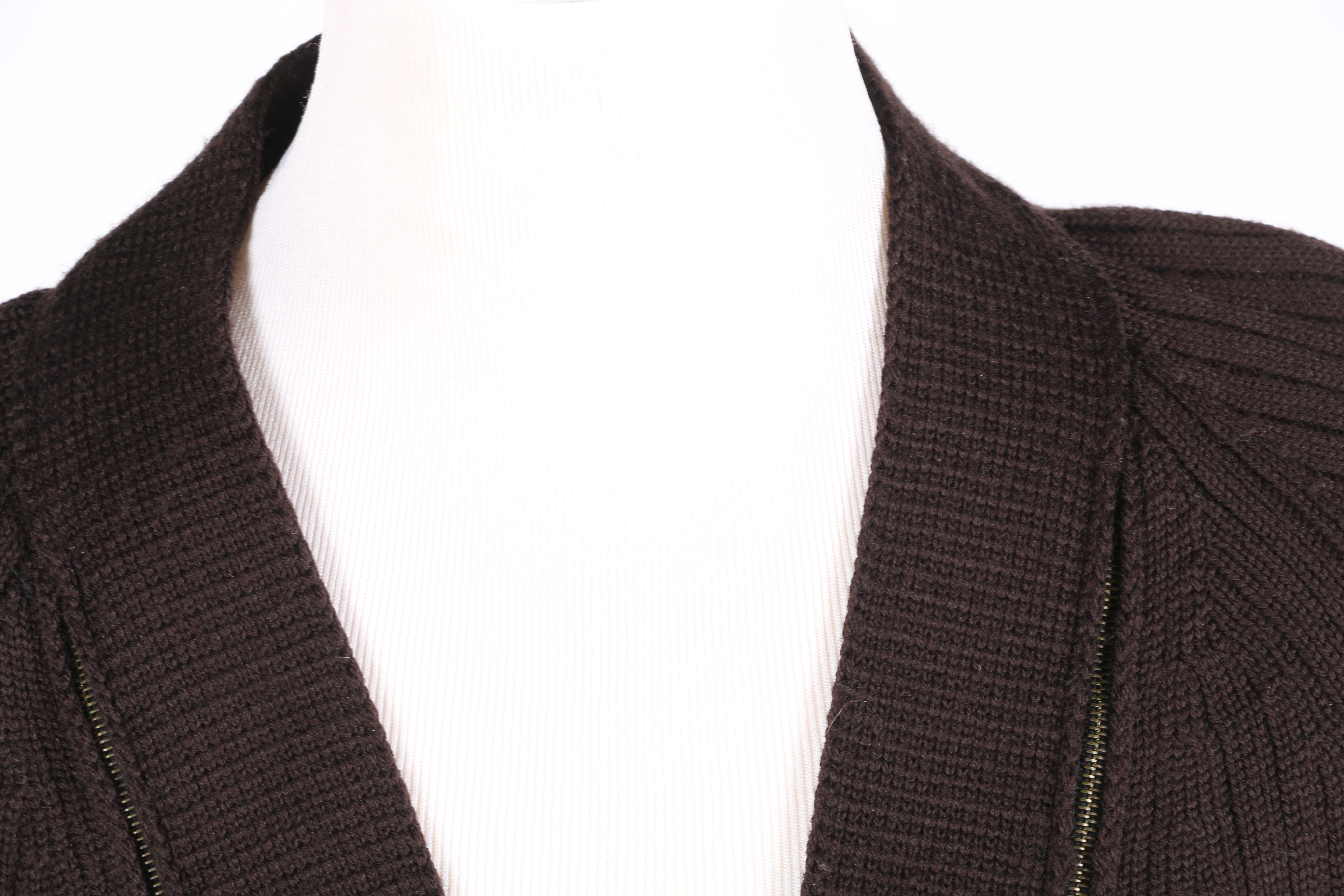 Dark Brown Double Zipper Wool Cardigan by Chloé