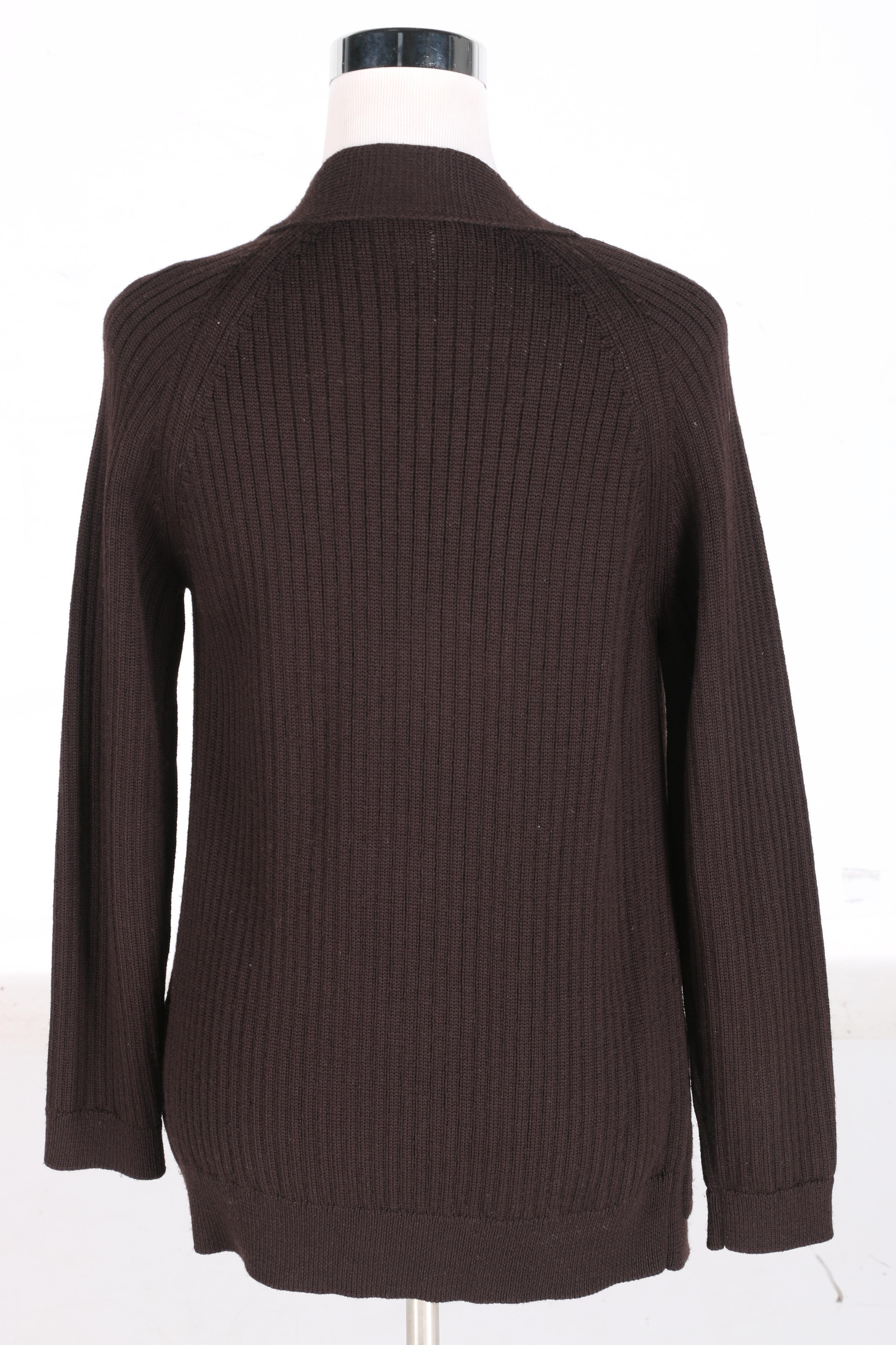 Dark Brown Double Zipper Wool Cardigan by Chloé