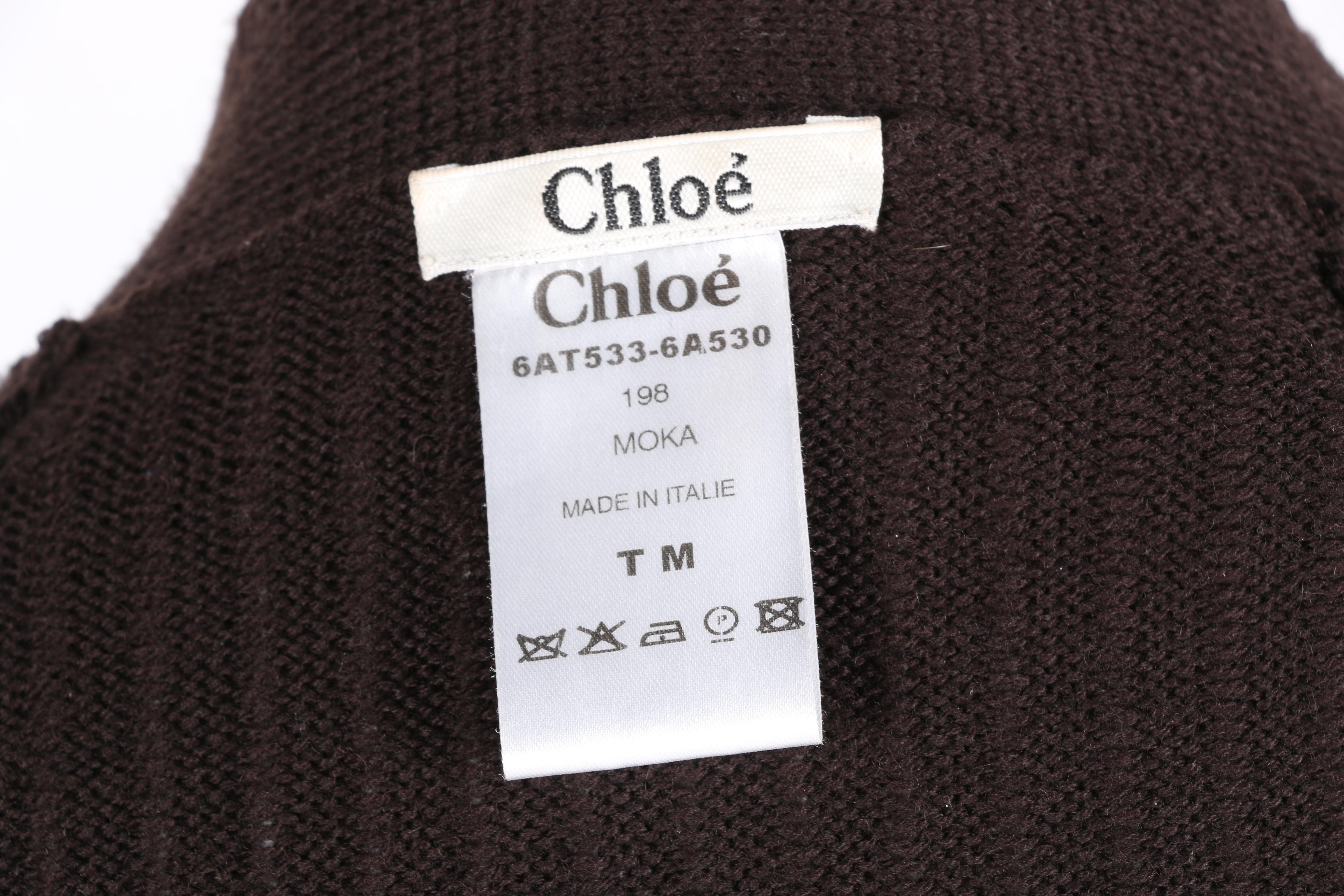 Dark Brown Double Zipper Wool Cardigan by Chloé