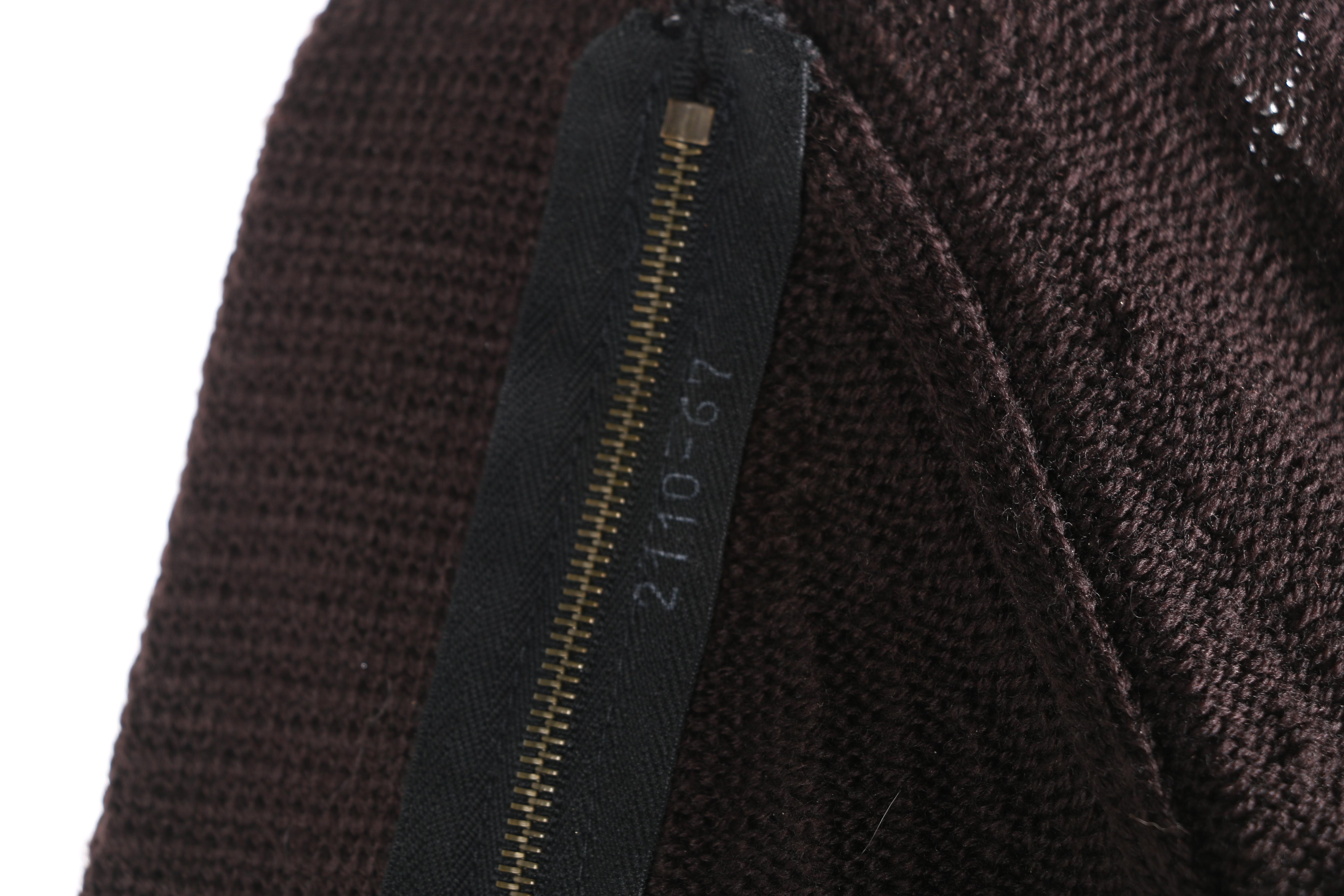 Dark Brown Double Zipper Wool Cardigan by Chloé