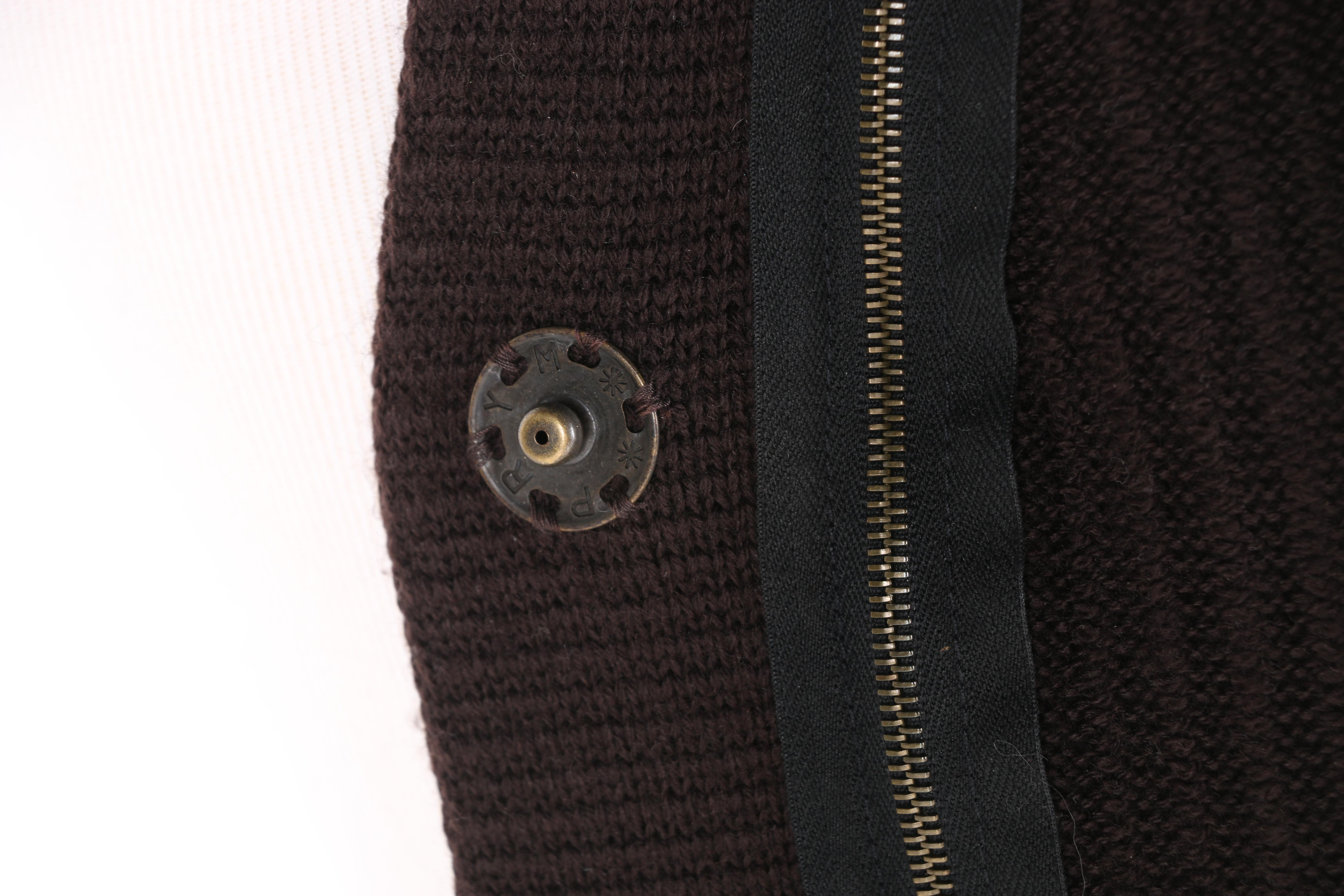 Dark Brown Double Zipper Wool Cardigan by Chloé