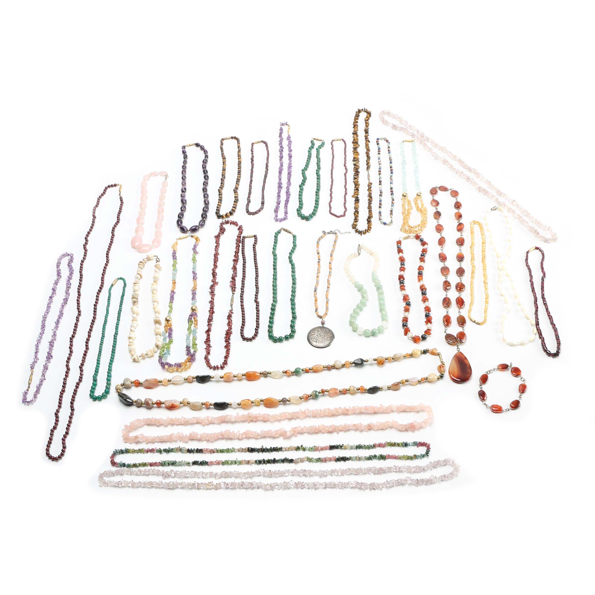 Large Assortment of Gemstone Necklaces