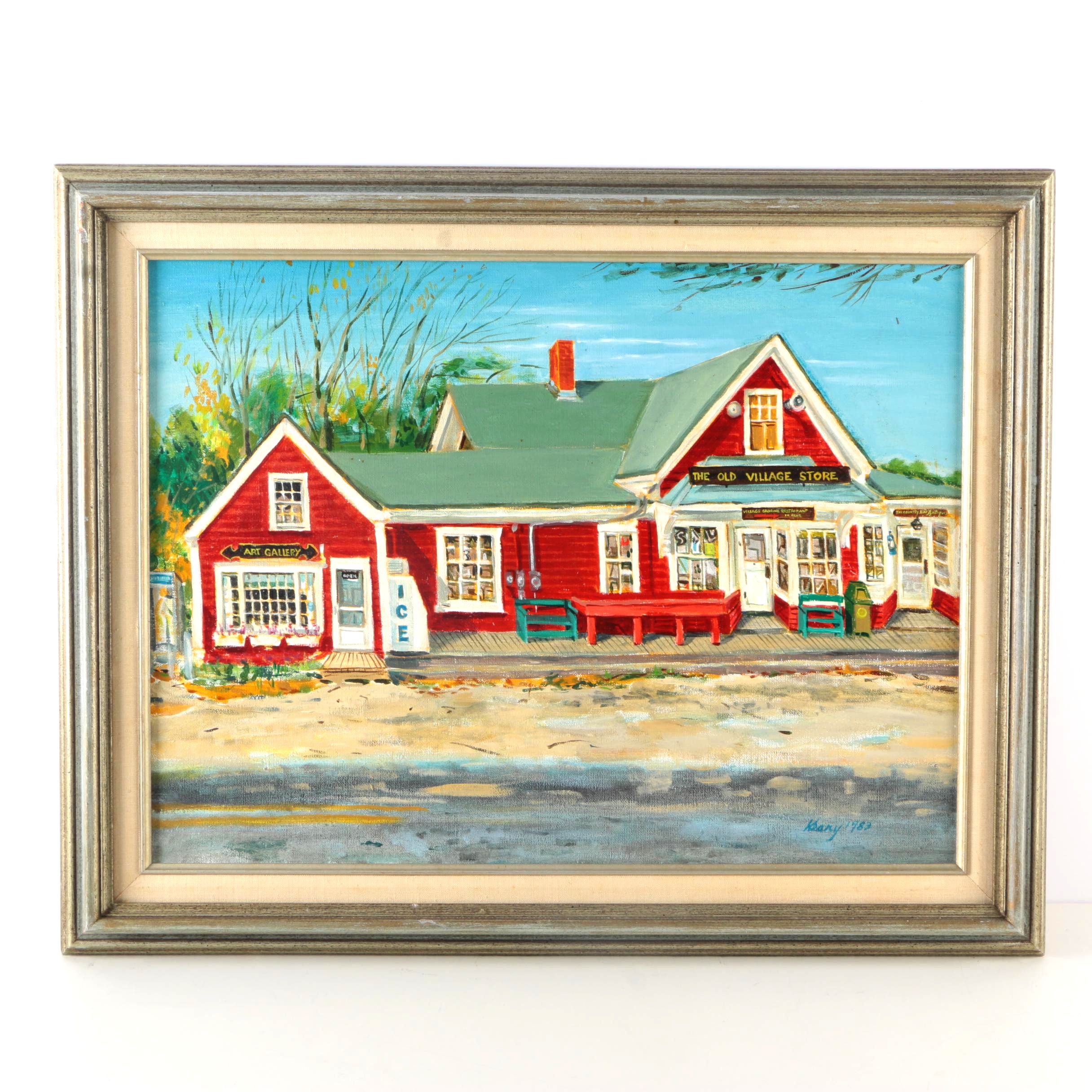 Marjorie Keary Oil Painting on Canvas of Storefront